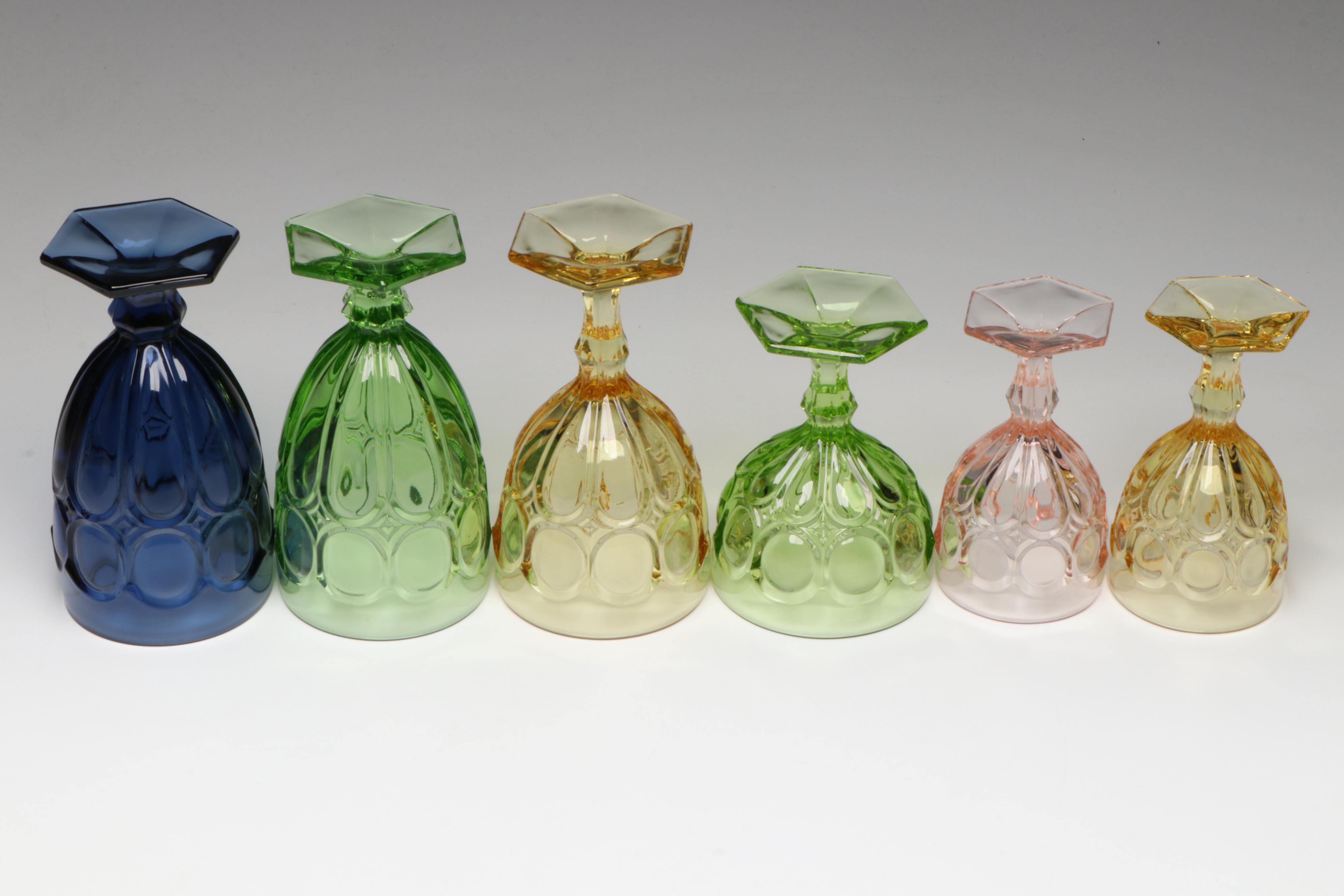 Fostoria "Moonstone" Glass Tall Sherbets, Wine Glasses and Iced Tea Glasses