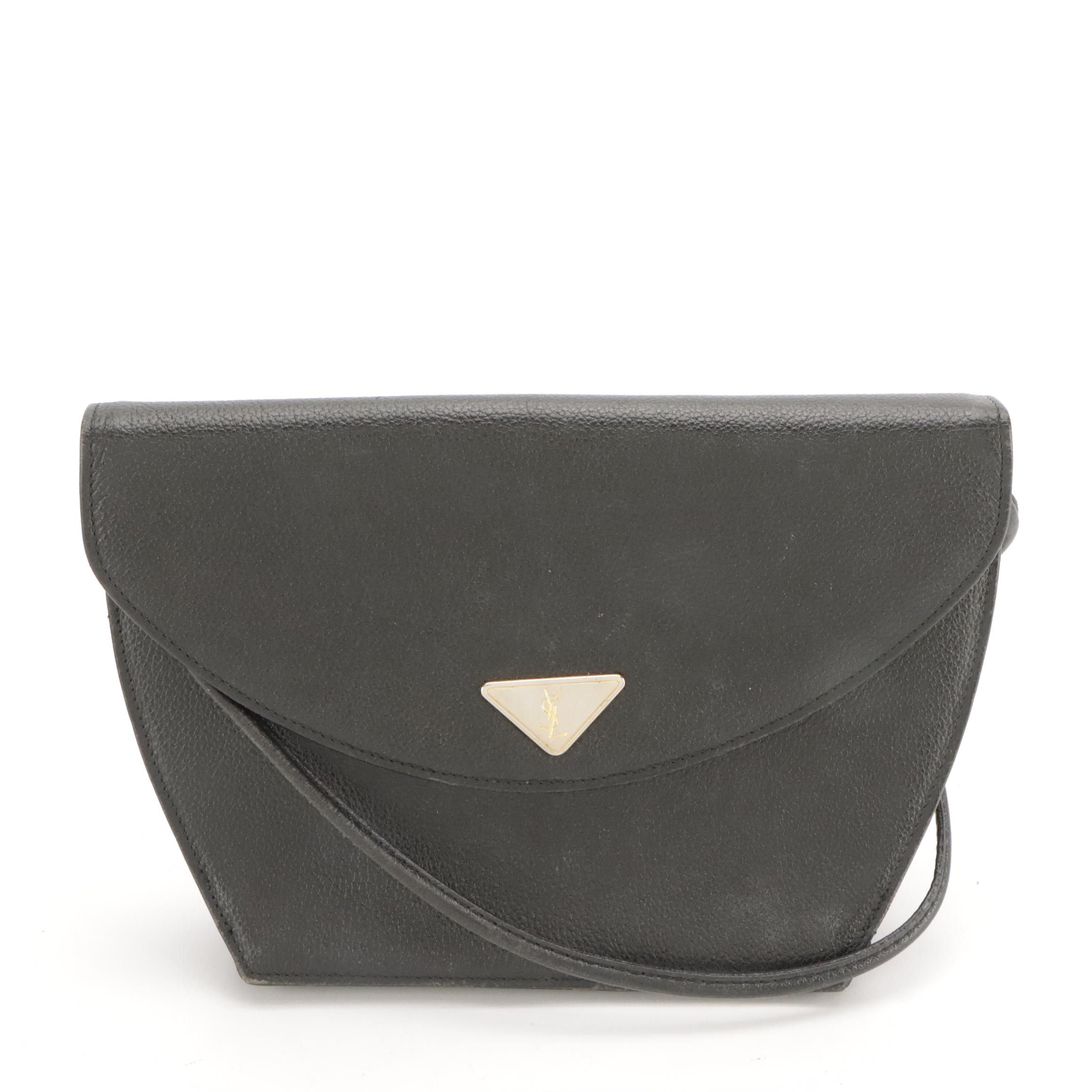 Yves Saint Laurent Structured Crossbody Bag in Black Leather