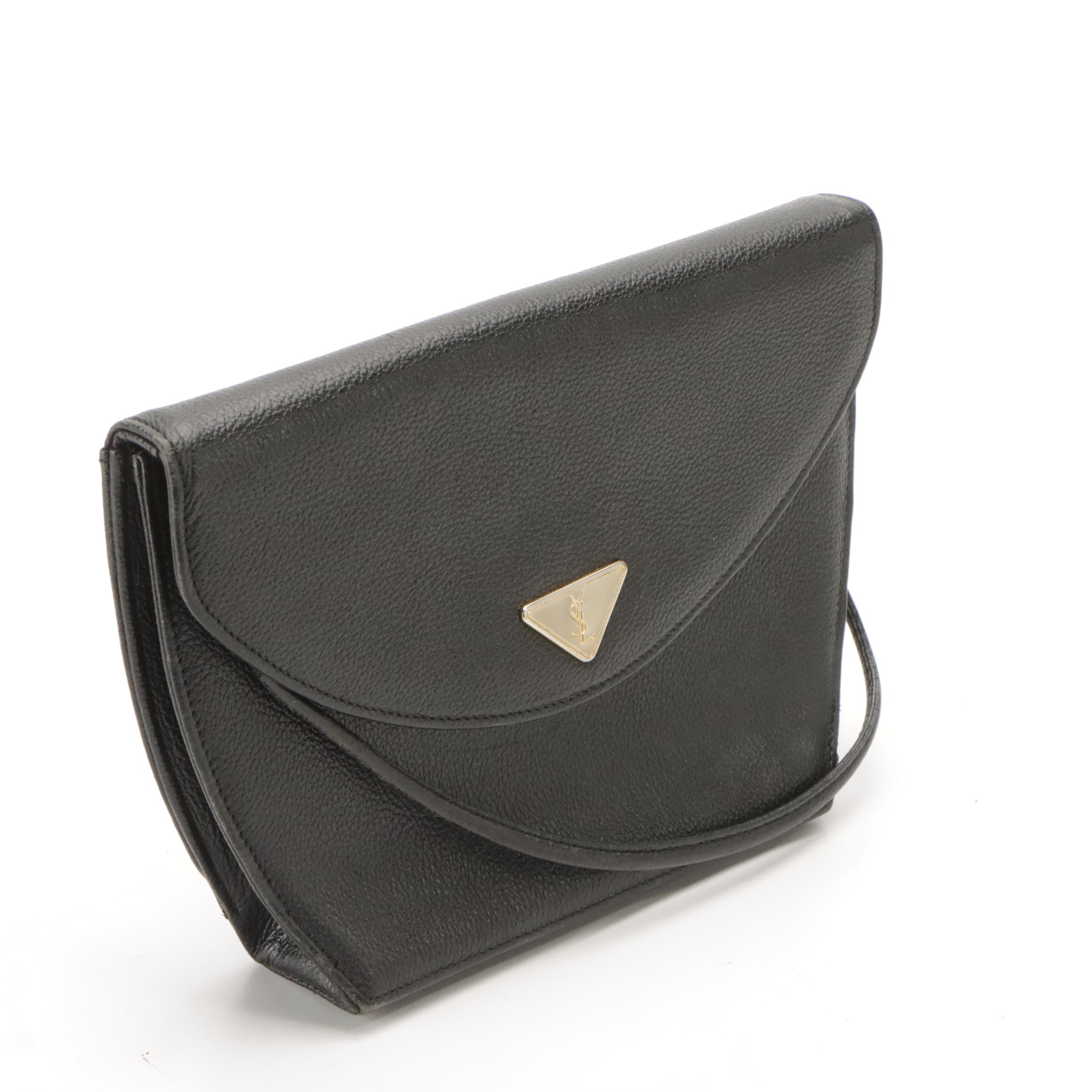 Yves Saint Laurent Structured Crossbody Bag in Black Leather