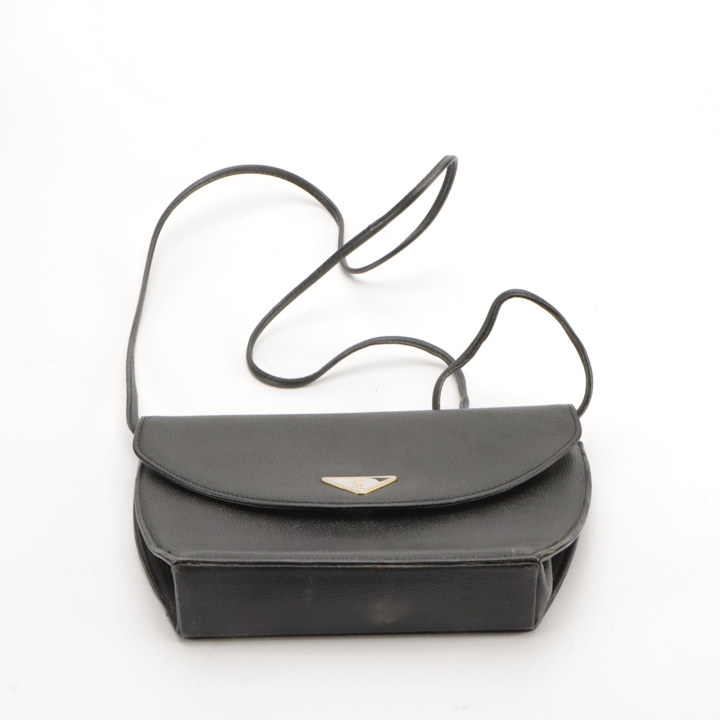 Yves Saint Laurent Structured Crossbody Bag in Black Leather