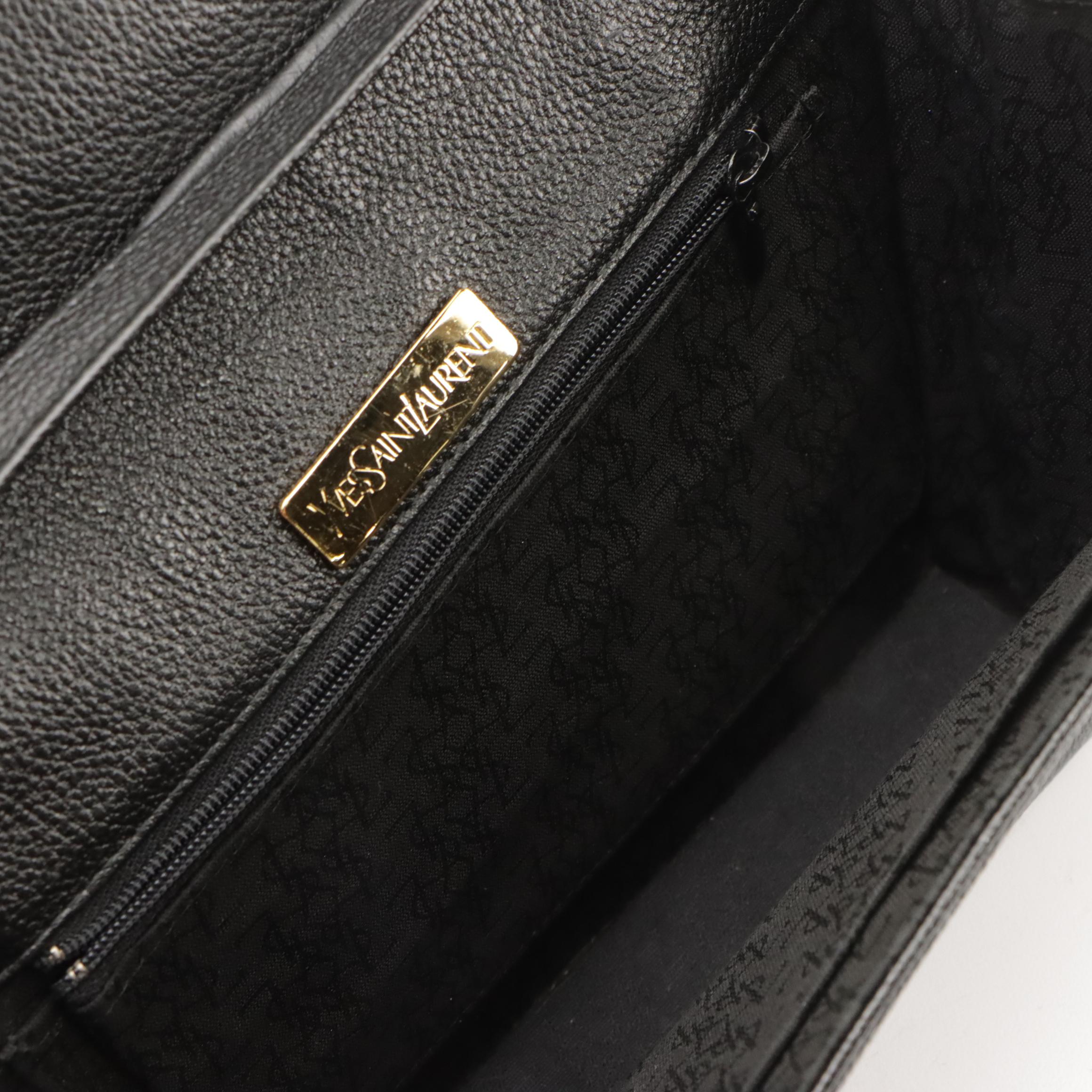 Yves Saint Laurent Structured Crossbody Bag in Black Leather