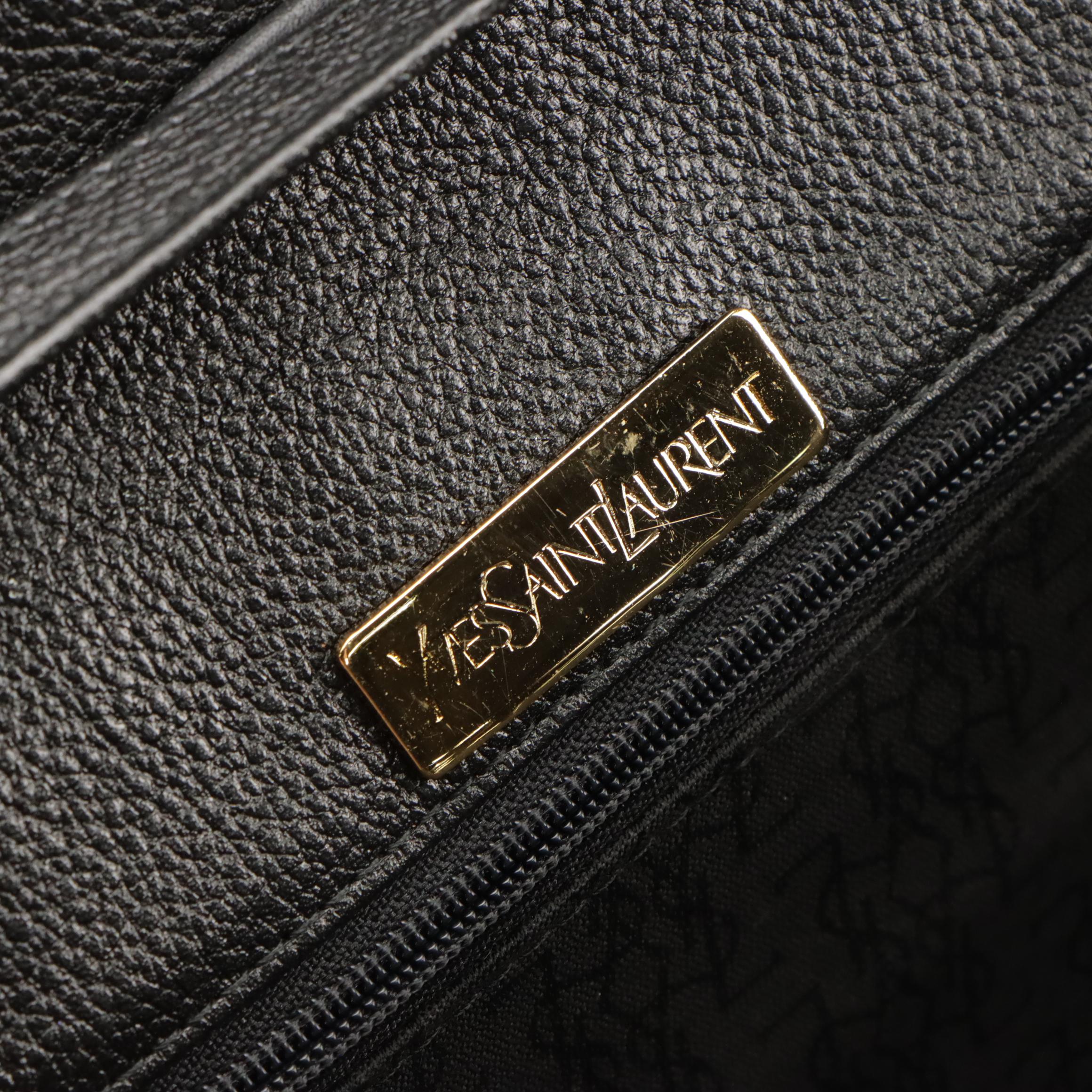 Yves Saint Laurent Structured Crossbody Bag in Black Leather