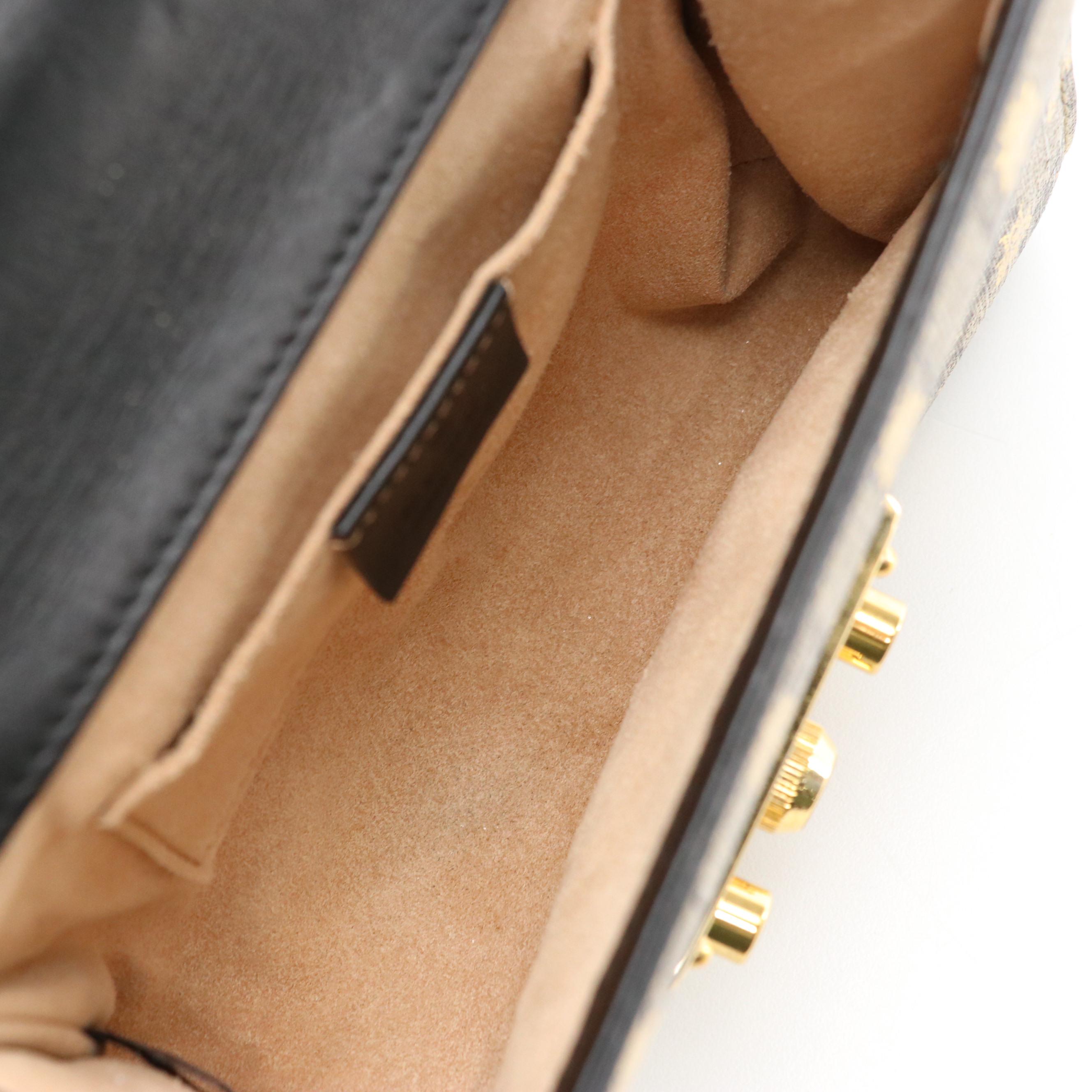 Gucci Padlock Small Shoulder Bag in Bees/GG Supreme Canvas and Leather