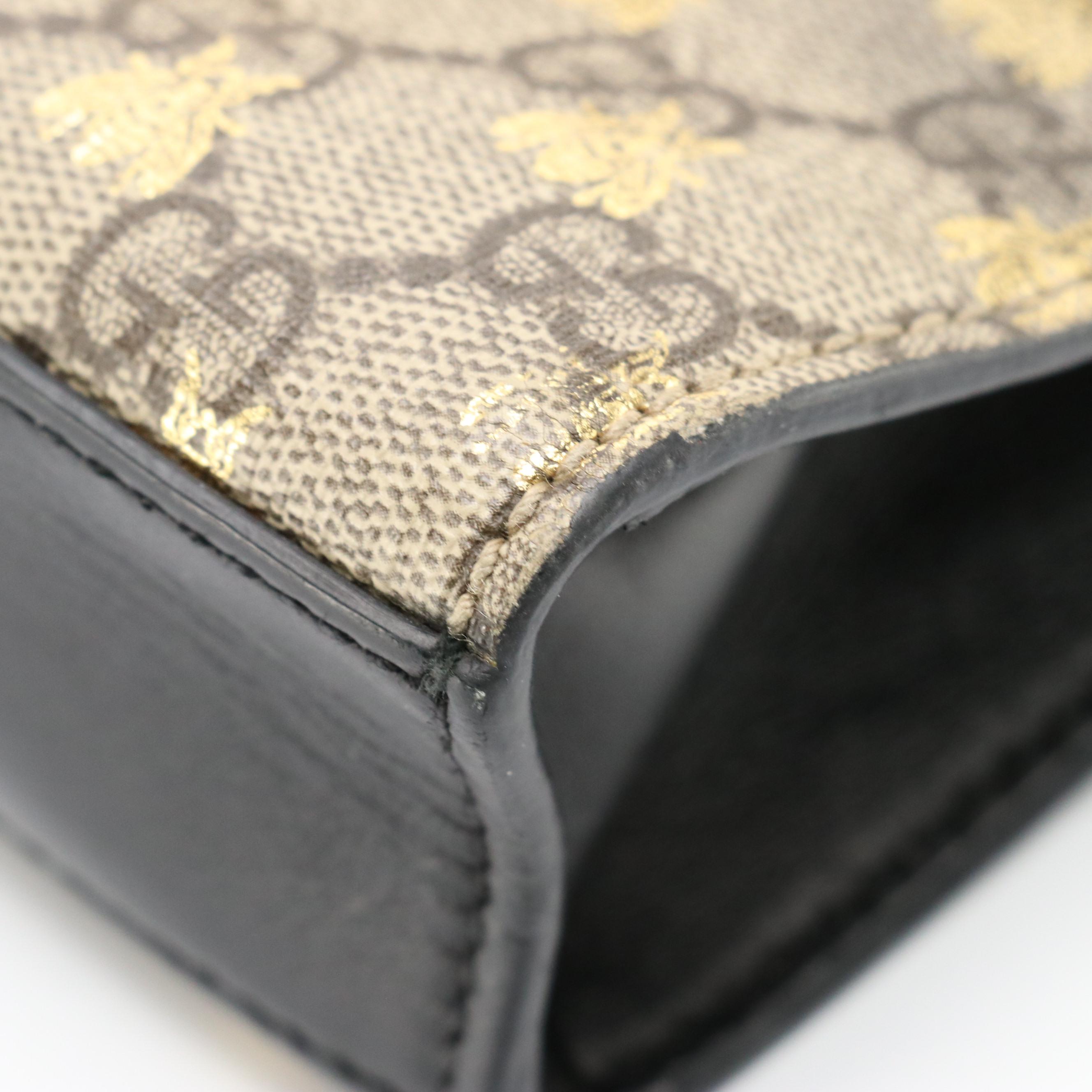 Gucci Padlock Small Shoulder Bag in Bees/GG Supreme Canvas and Leather