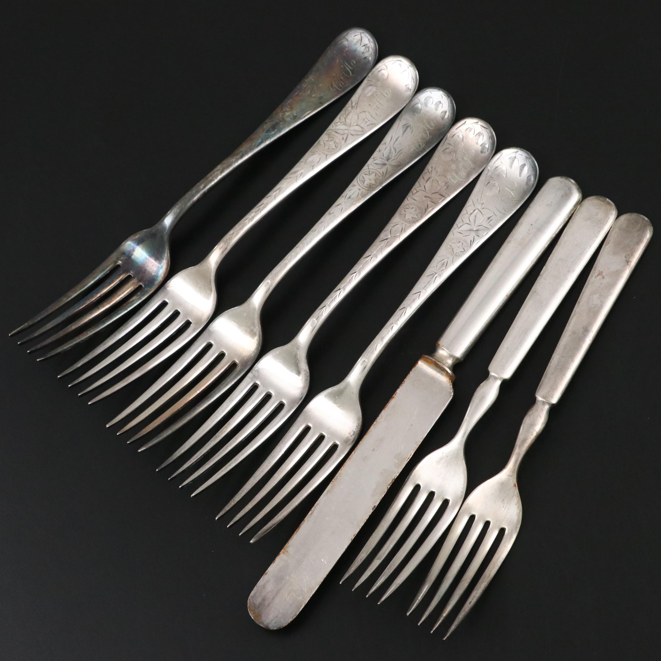 Rogers & Bro. "Plain Round" and Towle "Lily" Silver Plate Flatware