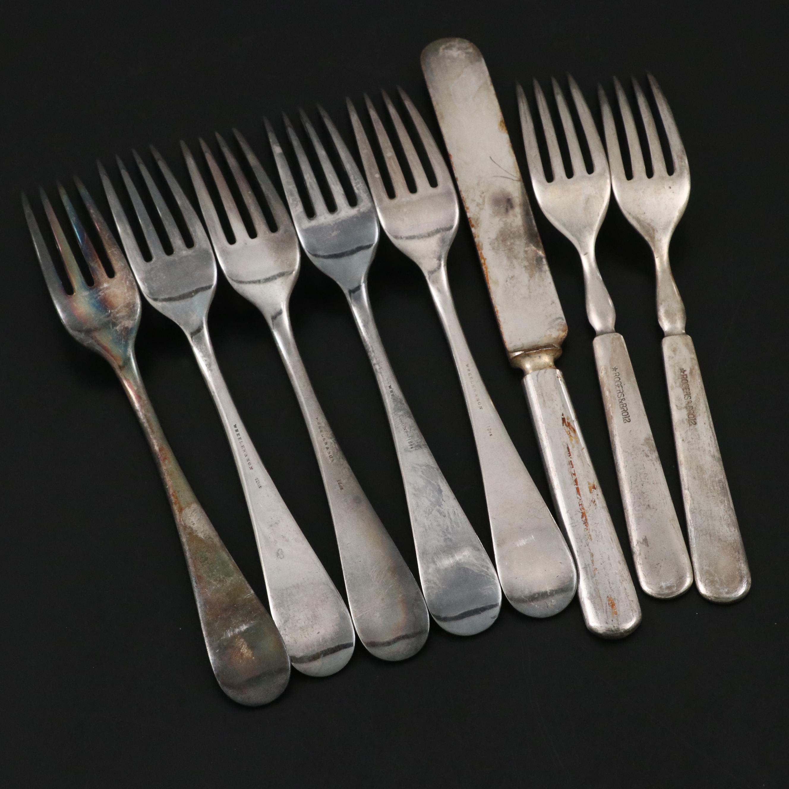 Rogers & Bro. "Plain Round" and Towle "Lily" Silver Plate Flatware