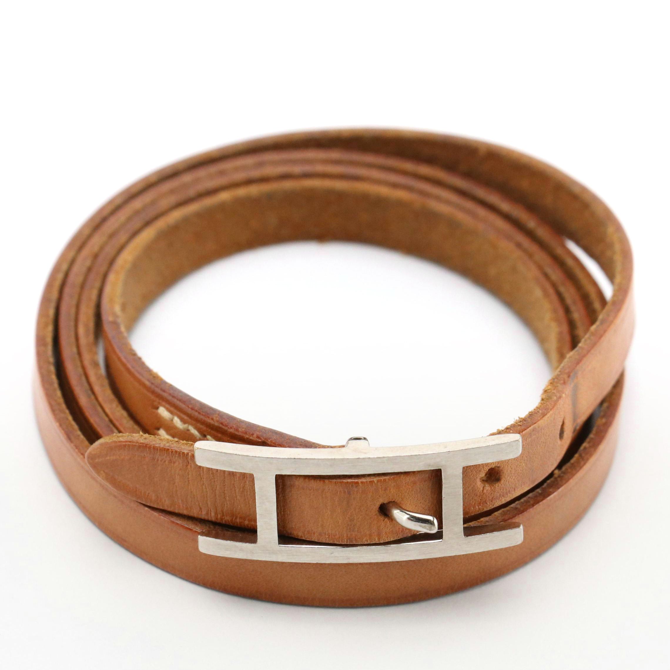 Hermès Hapi 3 Bracelet in Chamonix Leather with Box