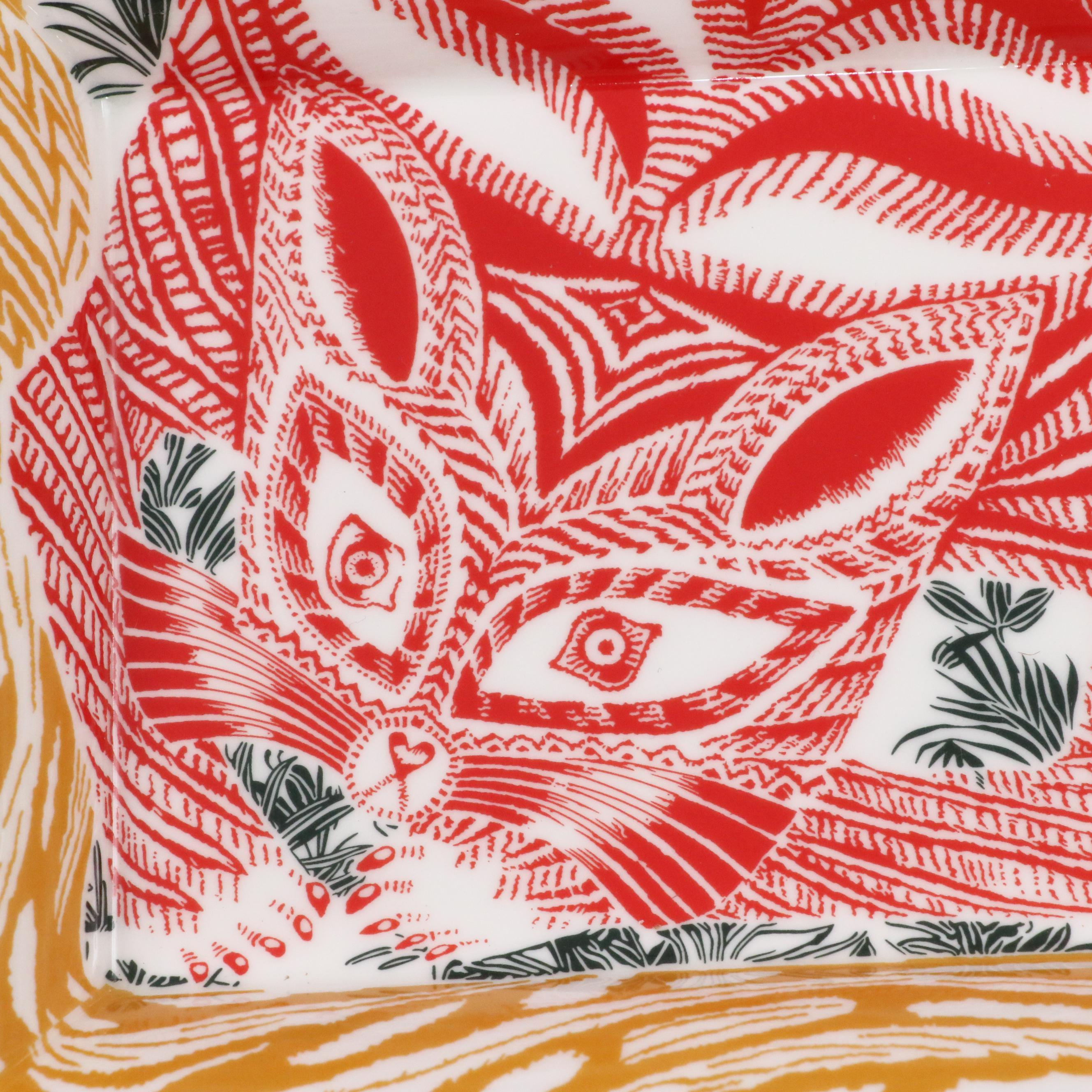 Hermès "Chat Carré" Porcelain Change Tray