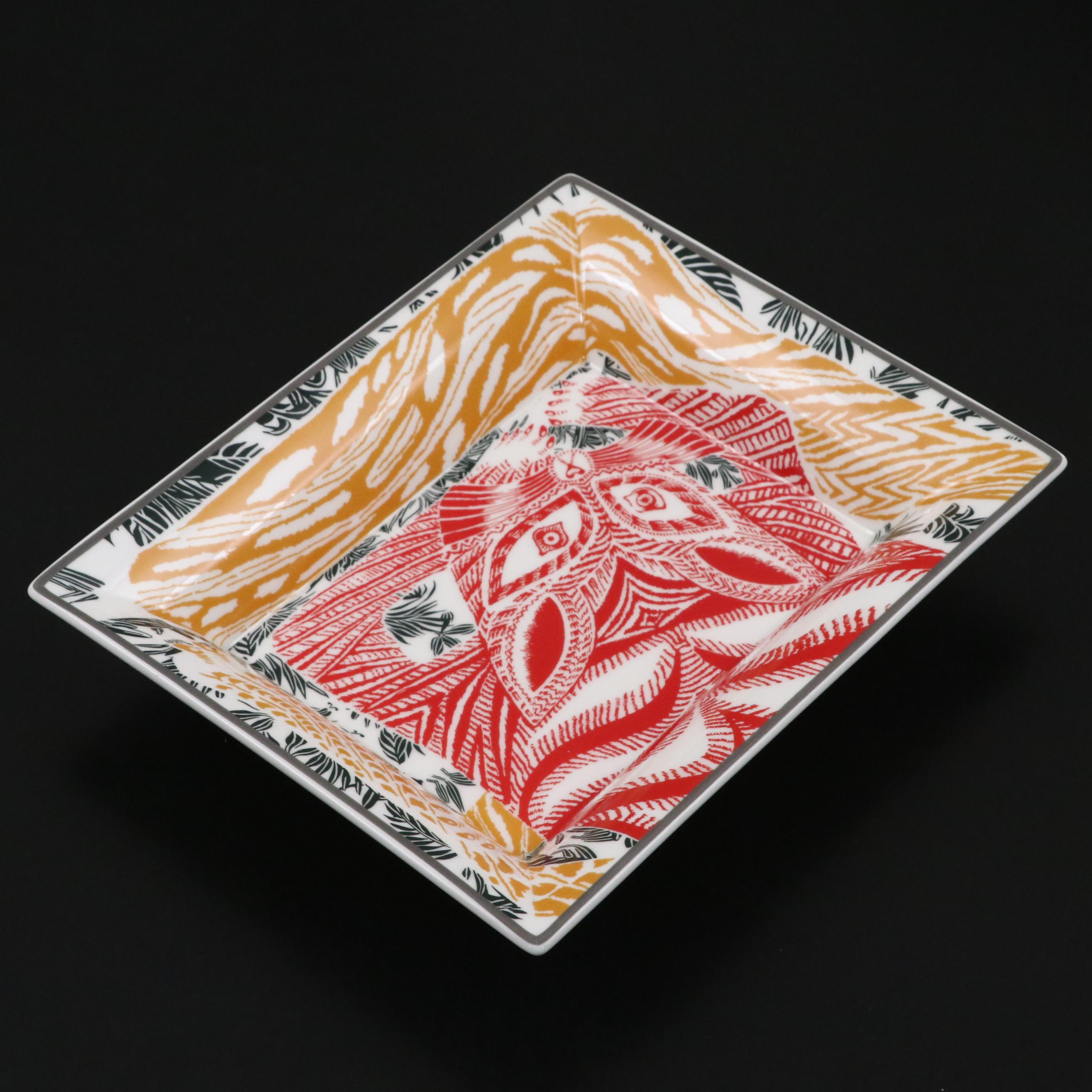 Hermès "Chat Carré" Porcelain Change Tray