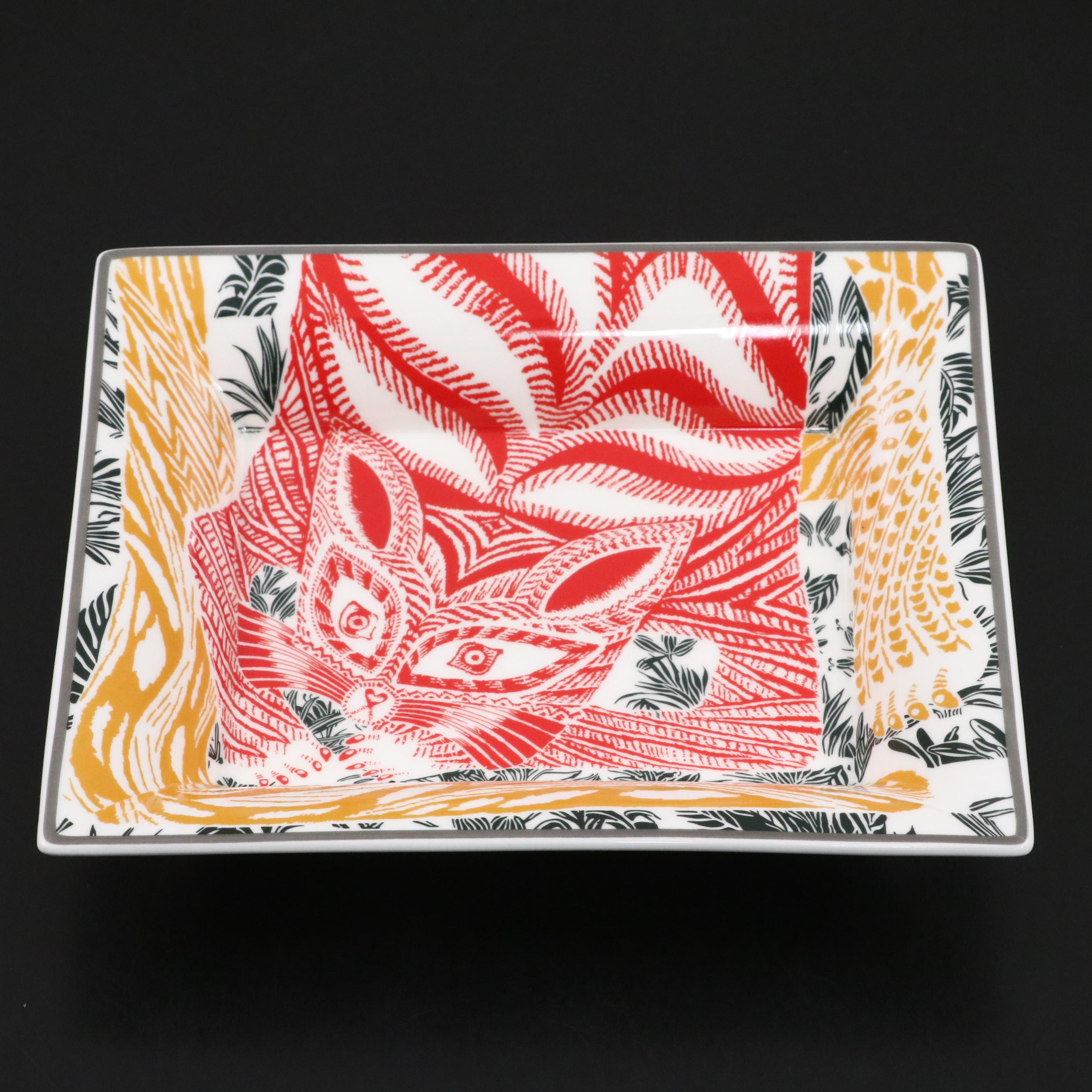 Hermès "Chat Carré" Porcelain Change Tray