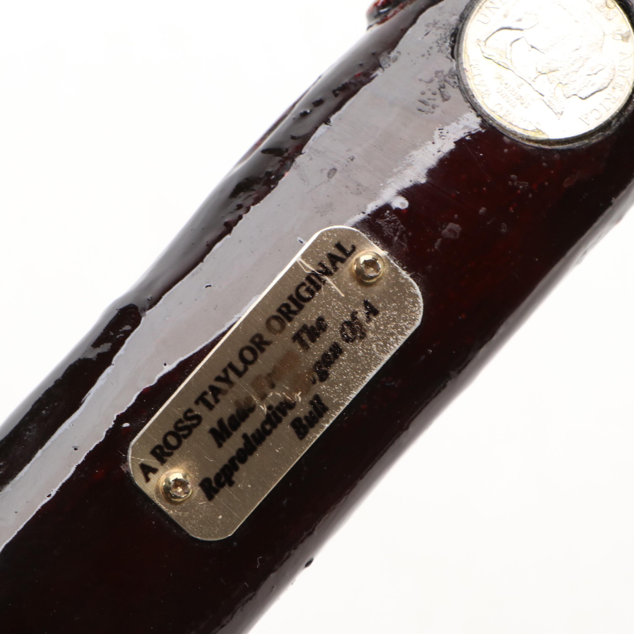 Ross Taylor Carved Bull Pizzle Cane with Brass Handle