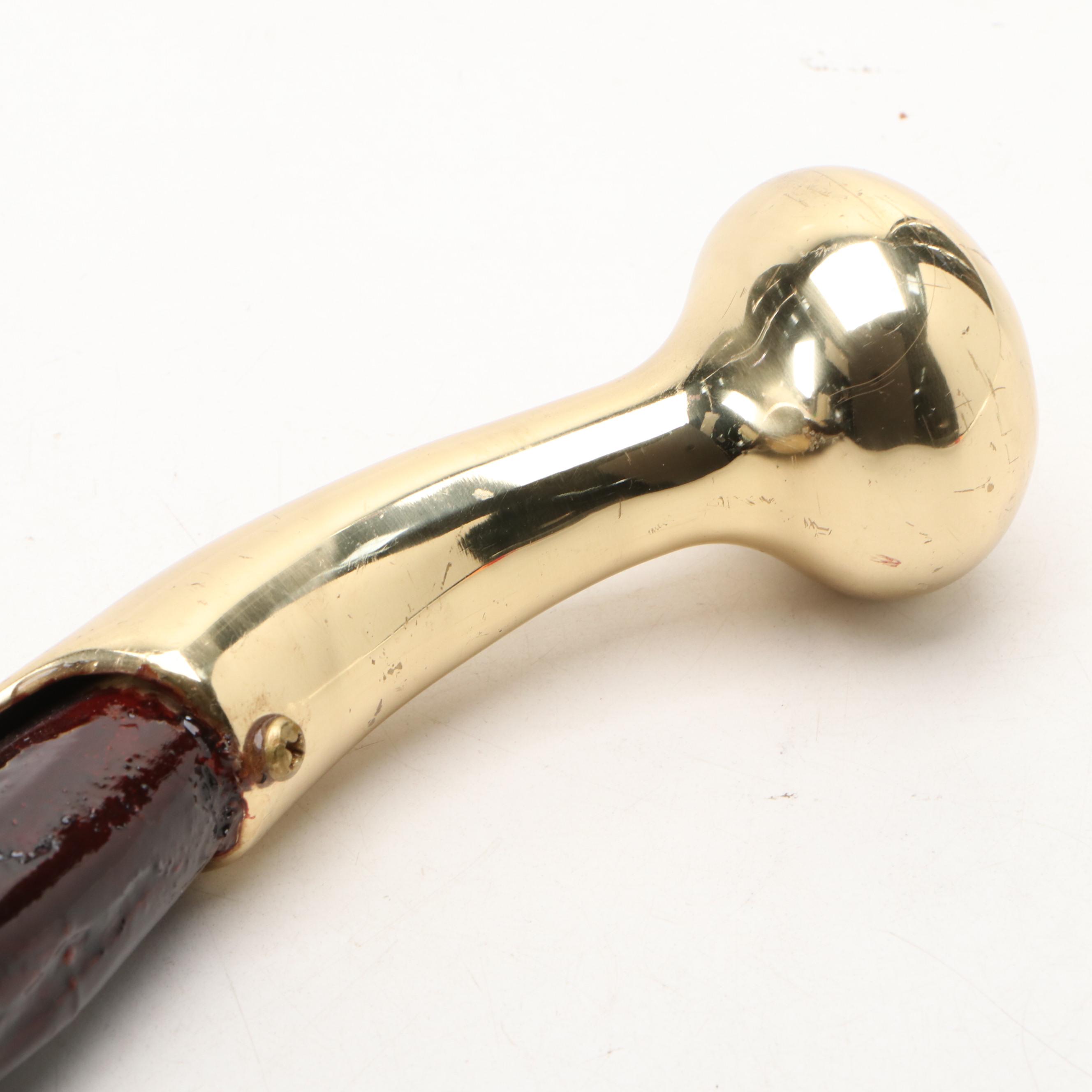 Ross Taylor Carved Bull Pizzle Cane with Brass Handle