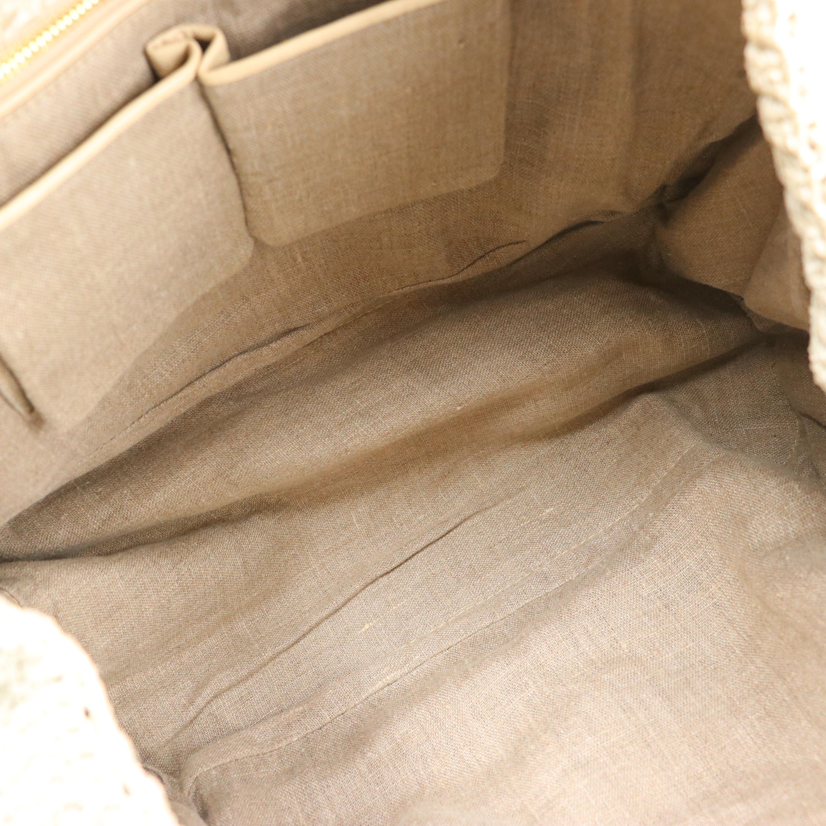 Prada Beige Woven Raffia Tote Bag