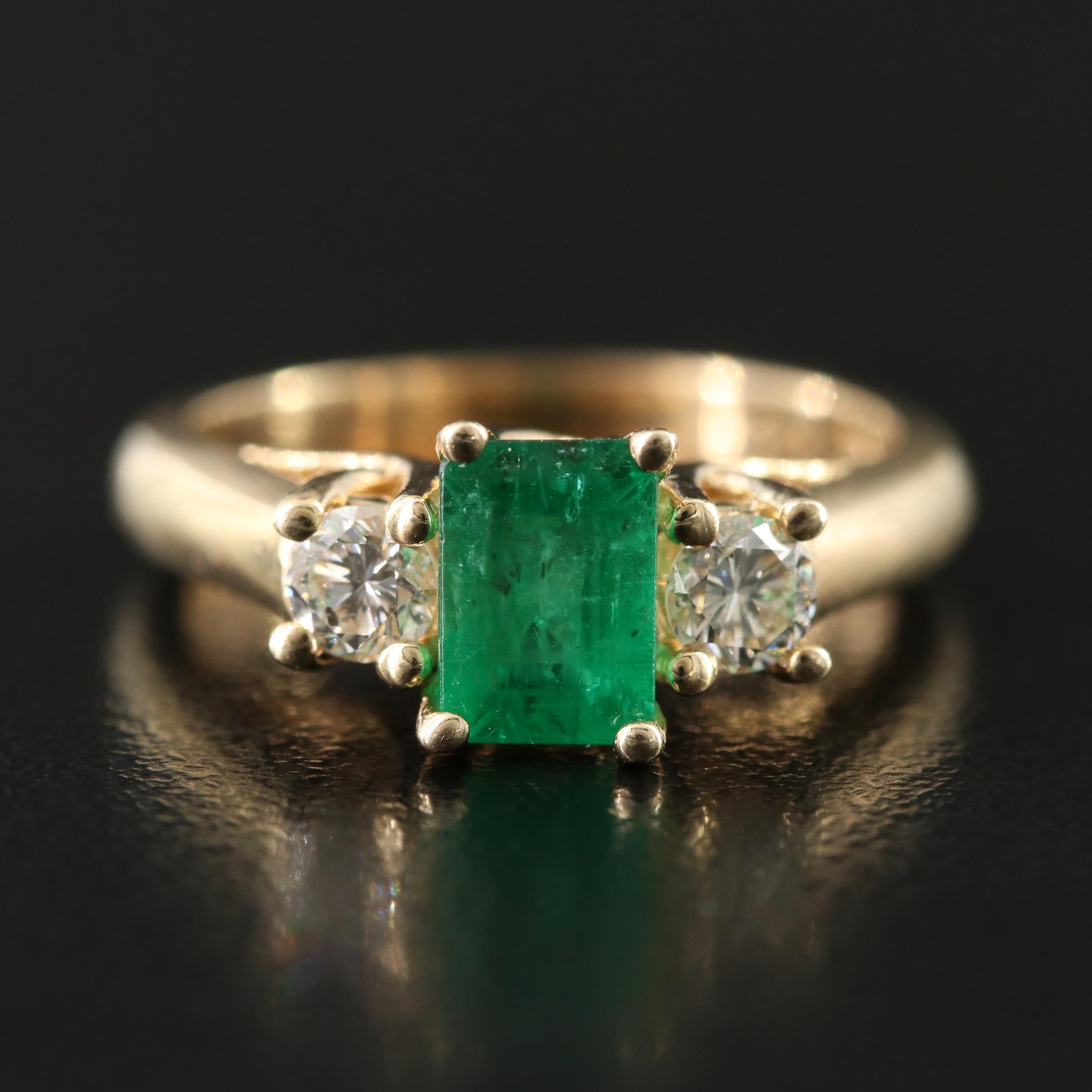 14K Emerald and Diamond Ring