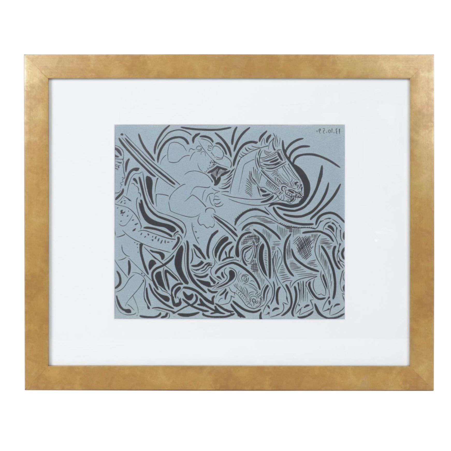 Pablo Picasso Linocut "Picador Goading Bull," 1962