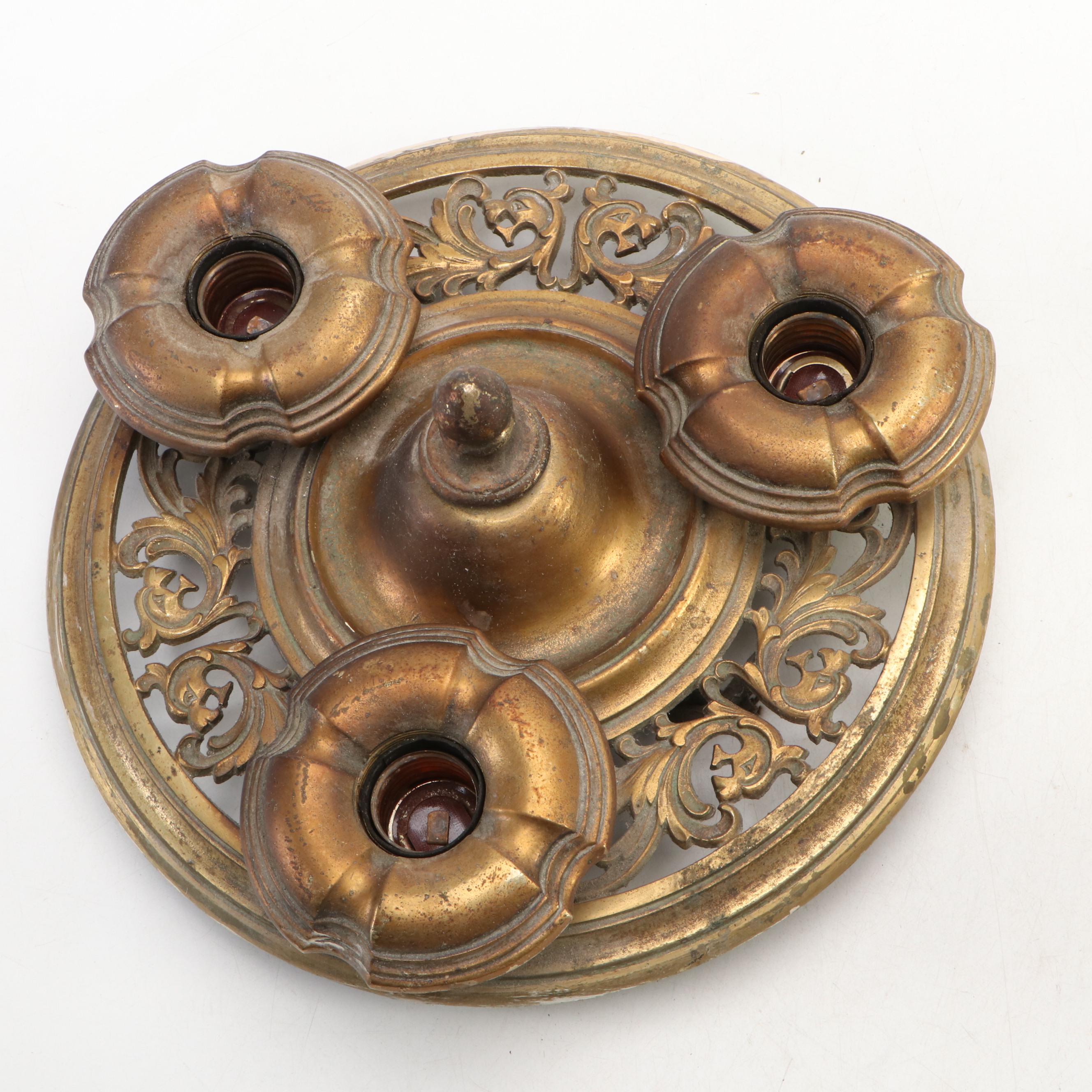 Victorian Brass Ceiling Lighting Fixtures, Early 20th Century