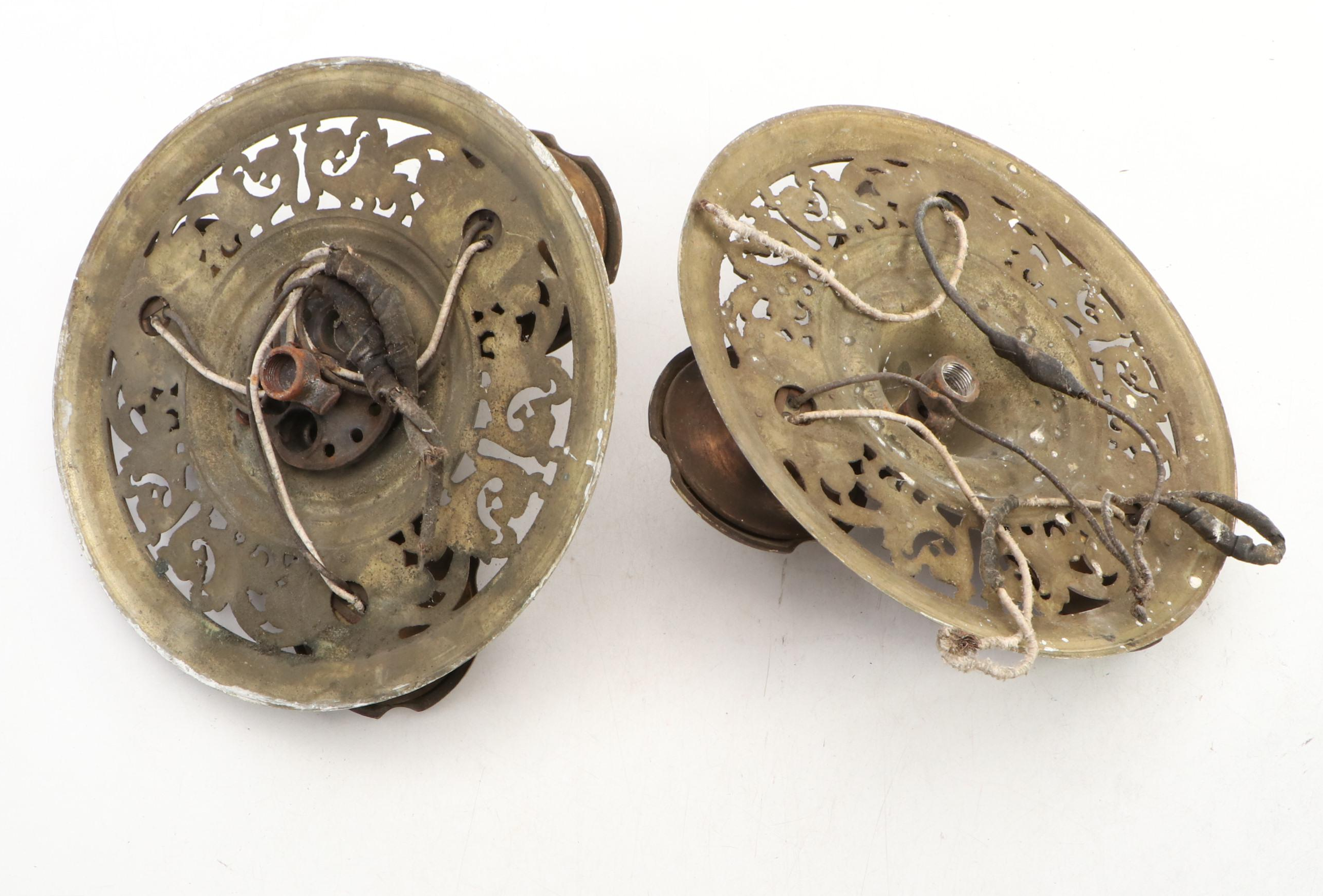 Victorian Brass Ceiling Lighting Fixtures, Early 20th Century