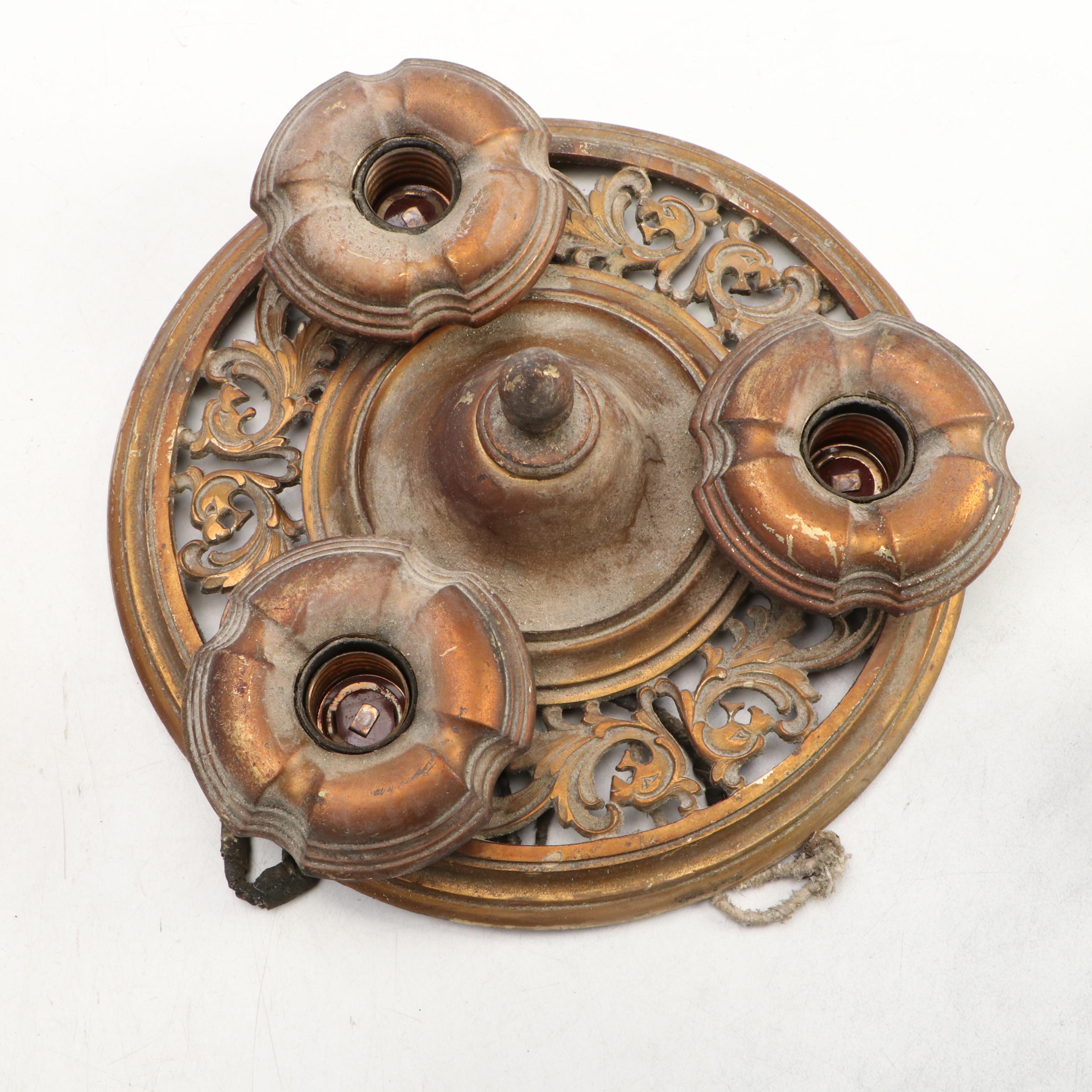 Victorian Brass Ceiling Lighting Fixtures, Early 20th Century