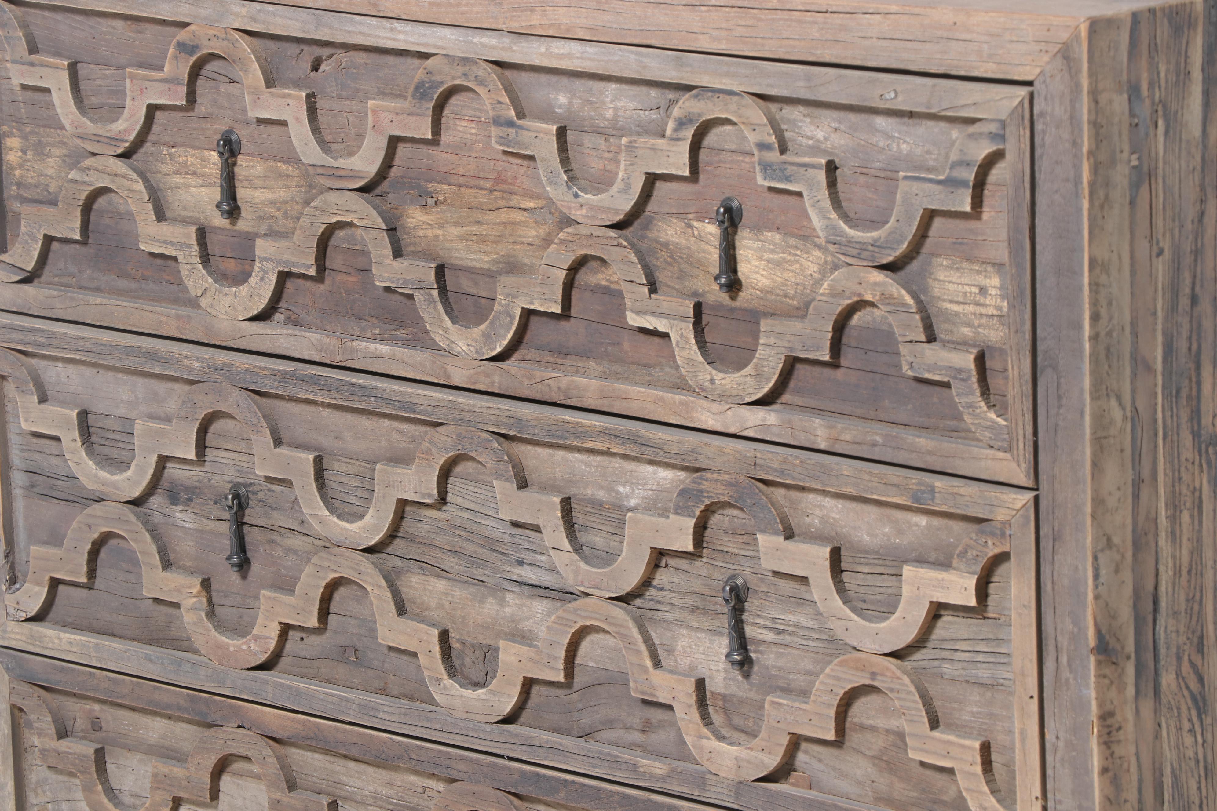 Rustic Reclaimed Pine Three-Drawer Chest