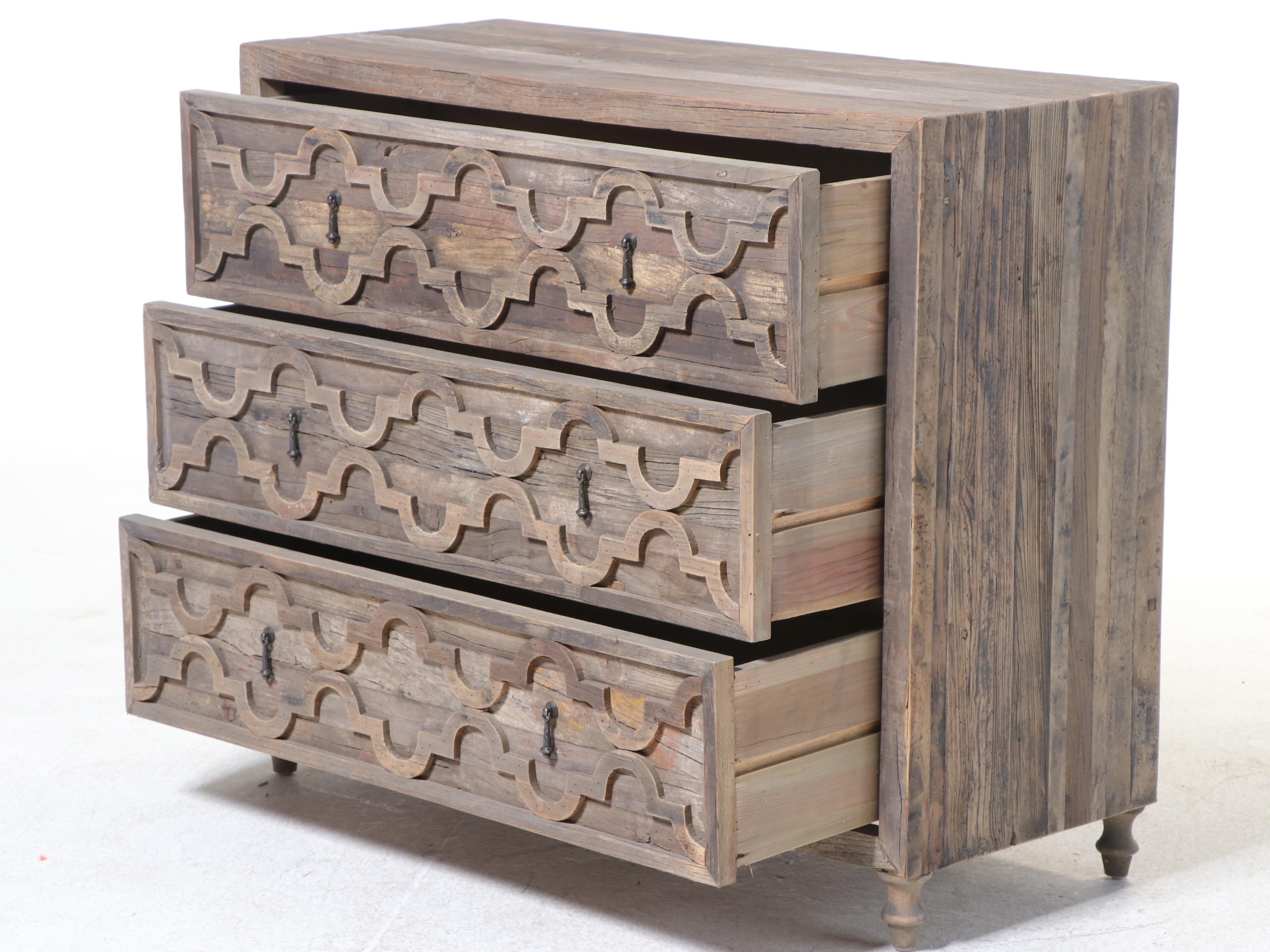 Rustic Reclaimed Pine Three-Drawer Chest