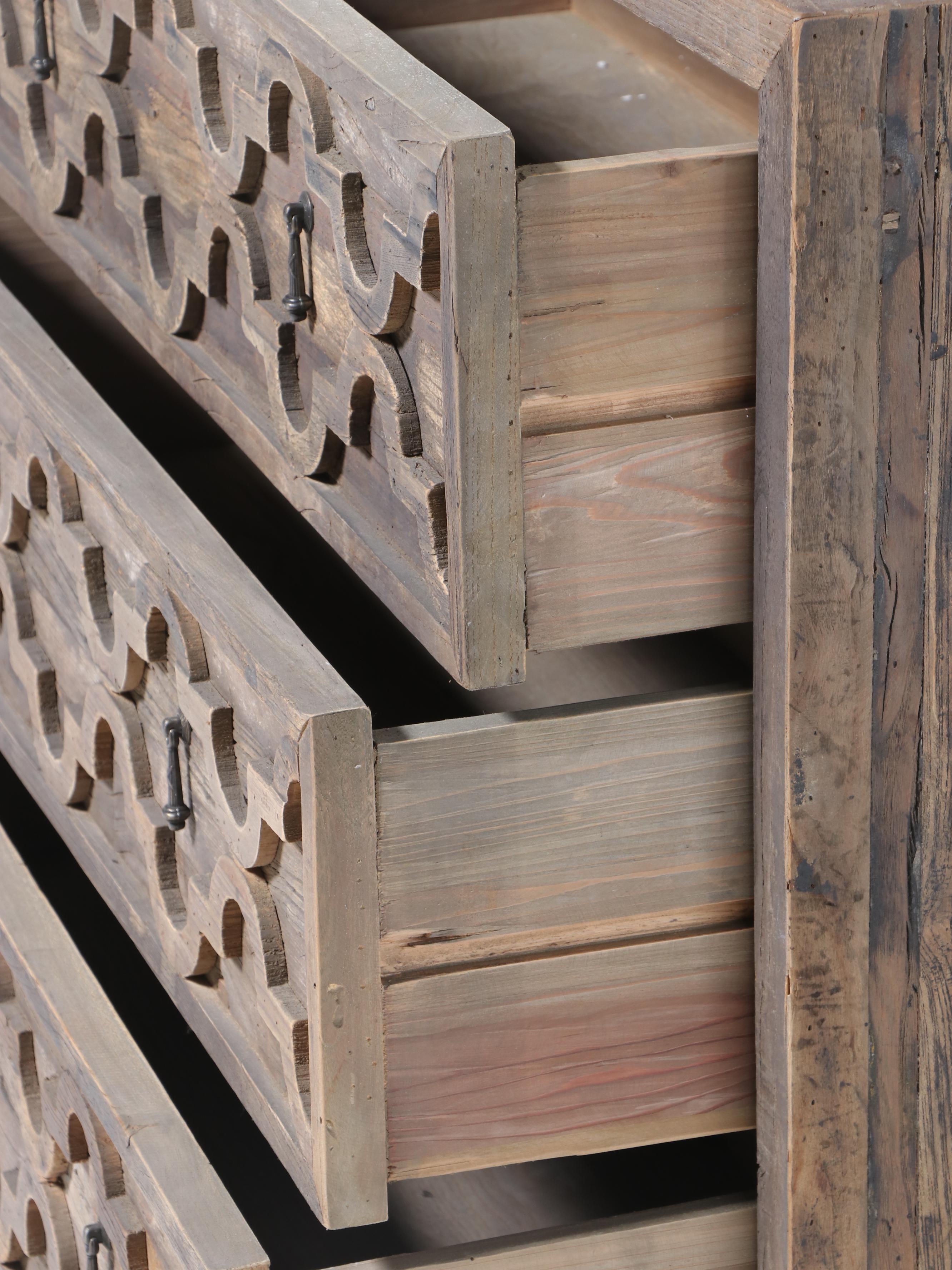 Rustic Reclaimed Pine Three-Drawer Chest