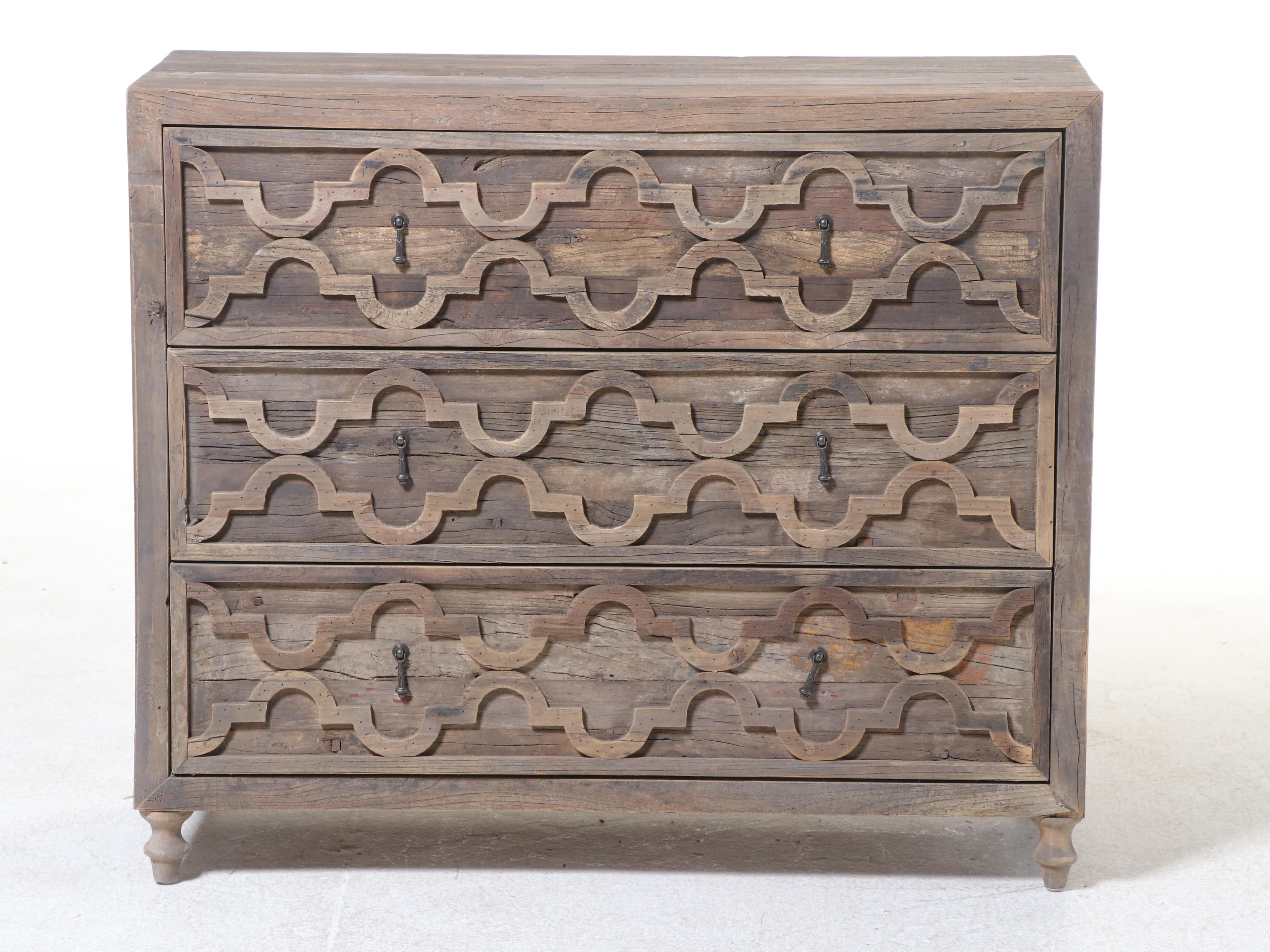 Rustic Reclaimed Pine Three-Drawer Chest