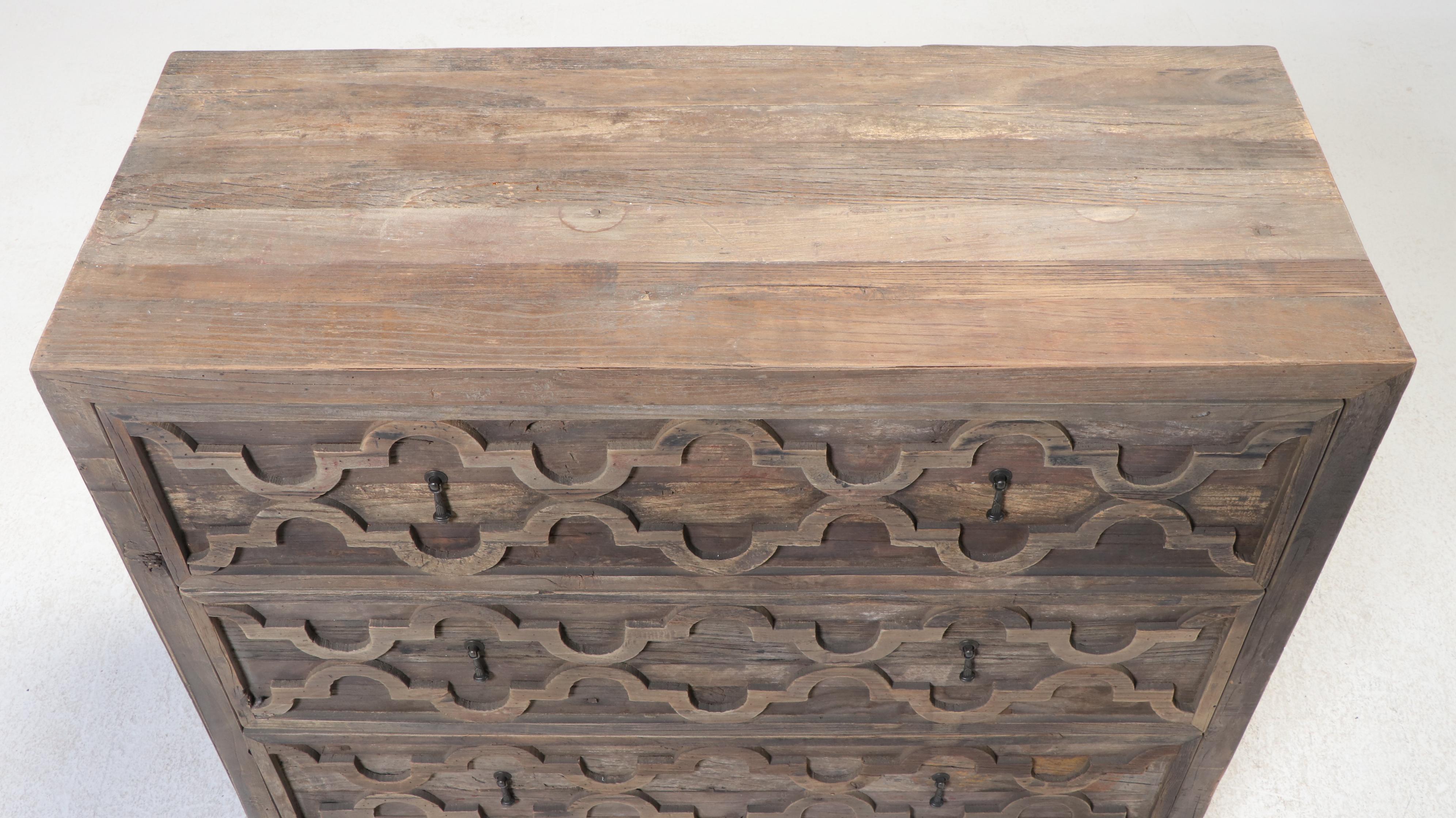 Rustic Reclaimed Pine Three-Drawer Chest