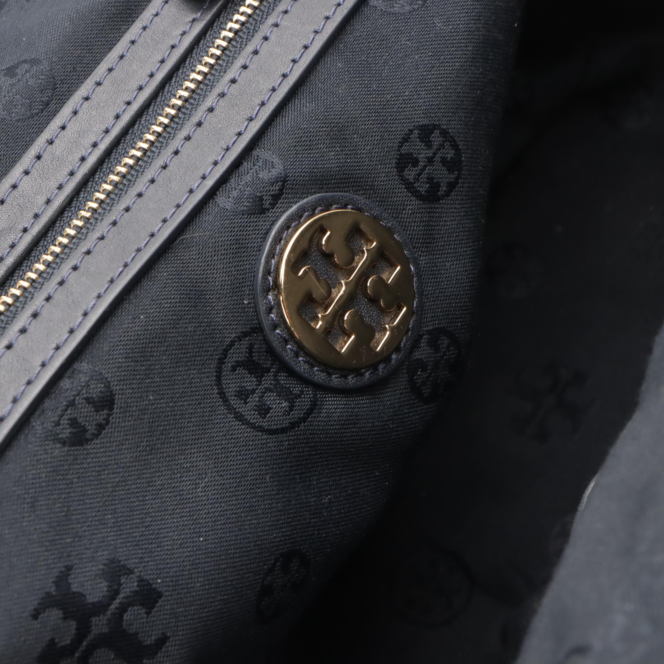 Tory Burch Priscilla Shoulder Bag in Navy Blue Calfskin Leather