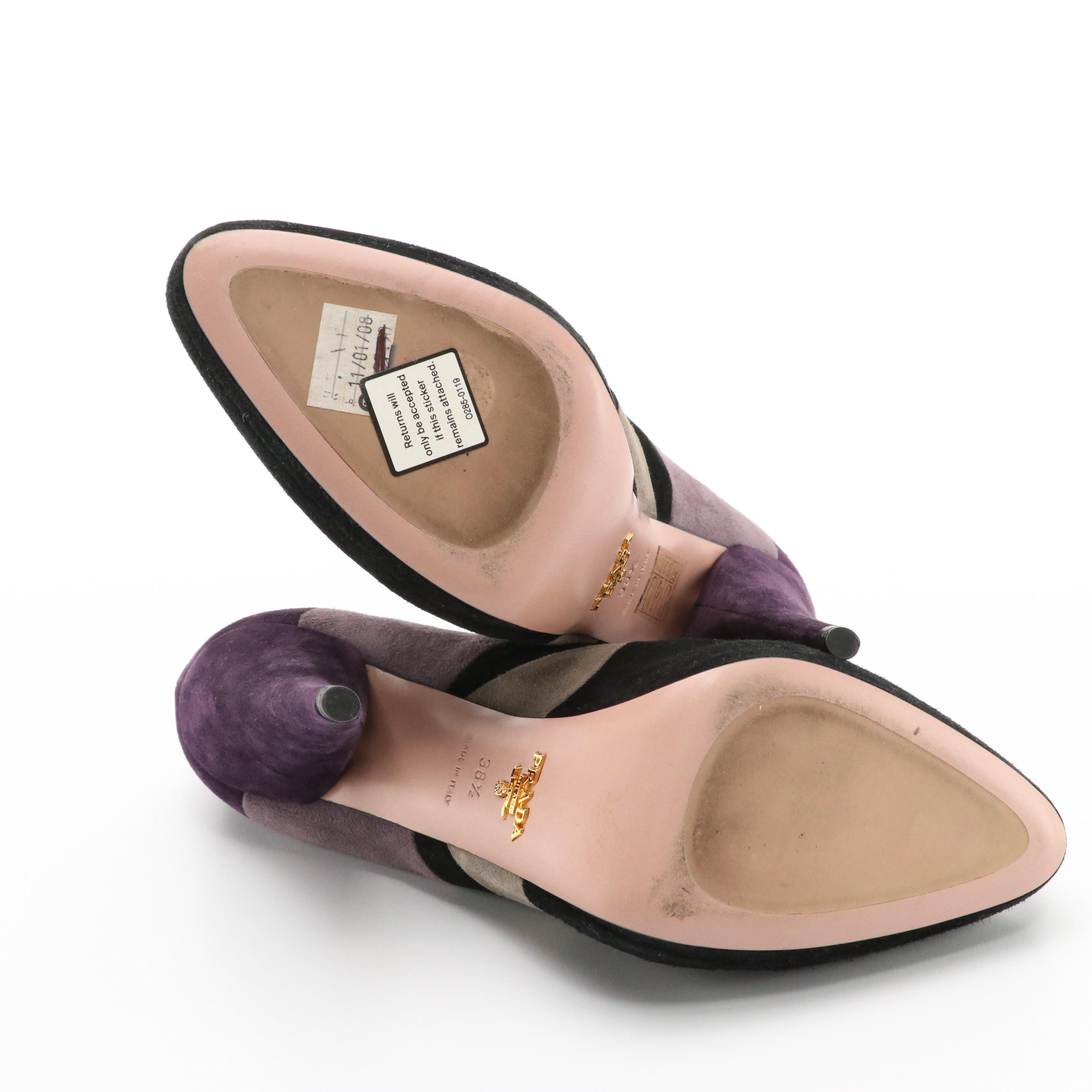 Prada Lace Up Platform Booties in Multicolor Suede with Box