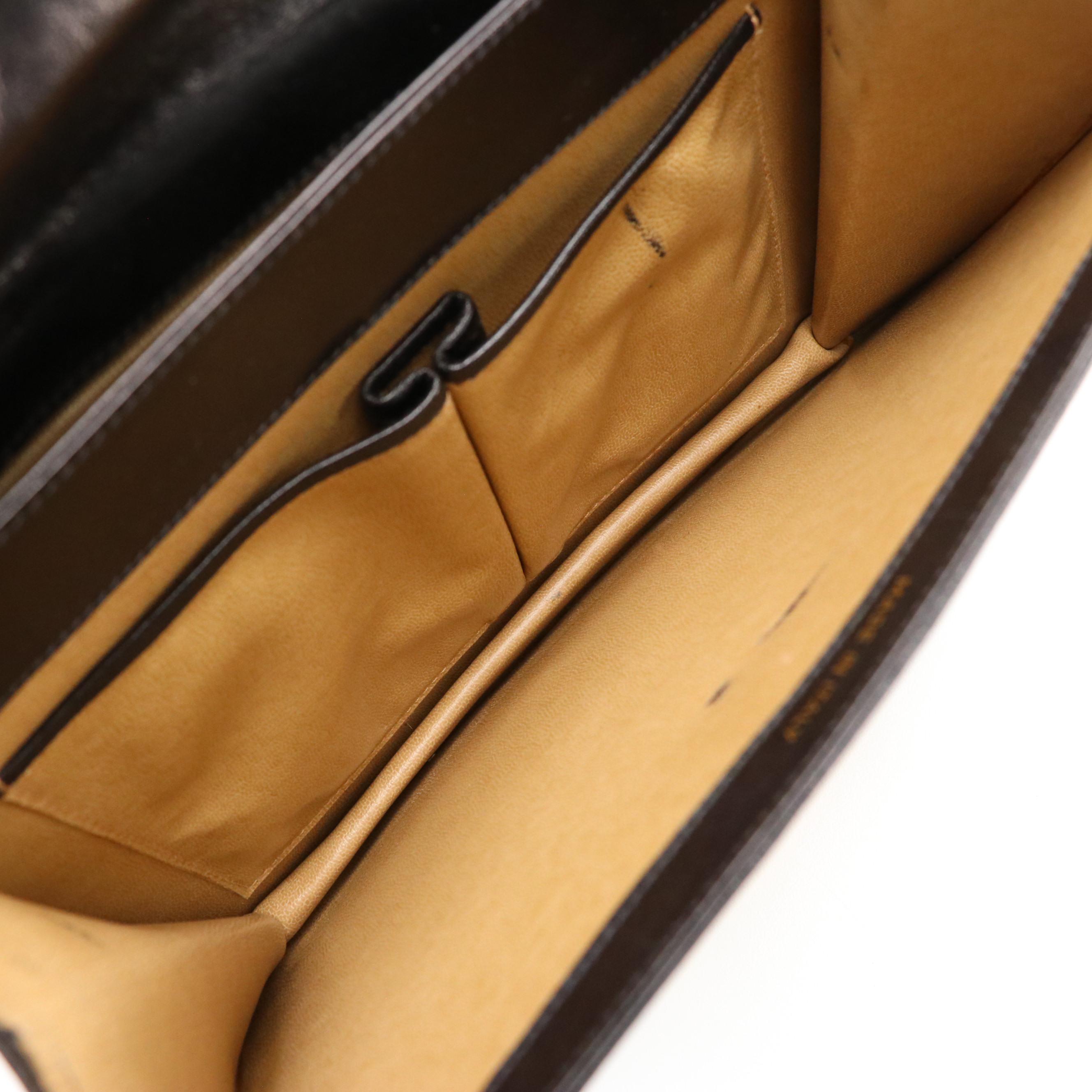 Celine Envelope Flap Carriage Buckle Shoulder Bag in Black Leather