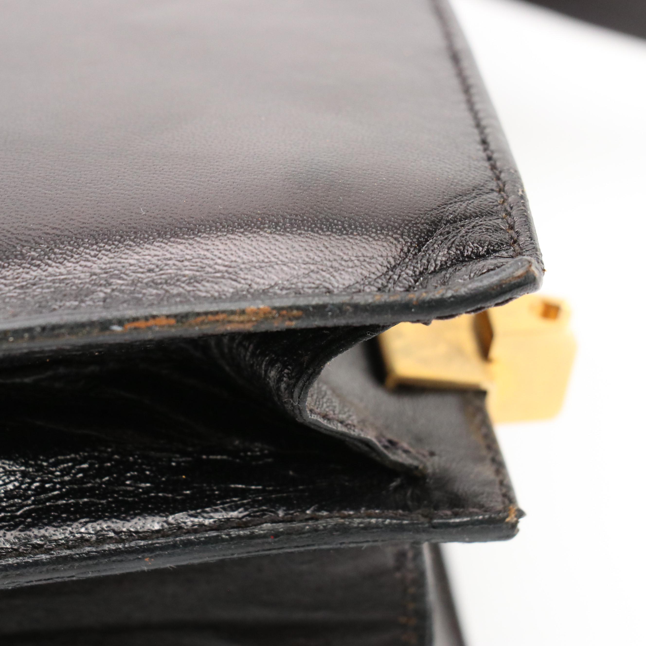 Celine Envelope Flap Carriage Buckle Shoulder Bag in Black Leather