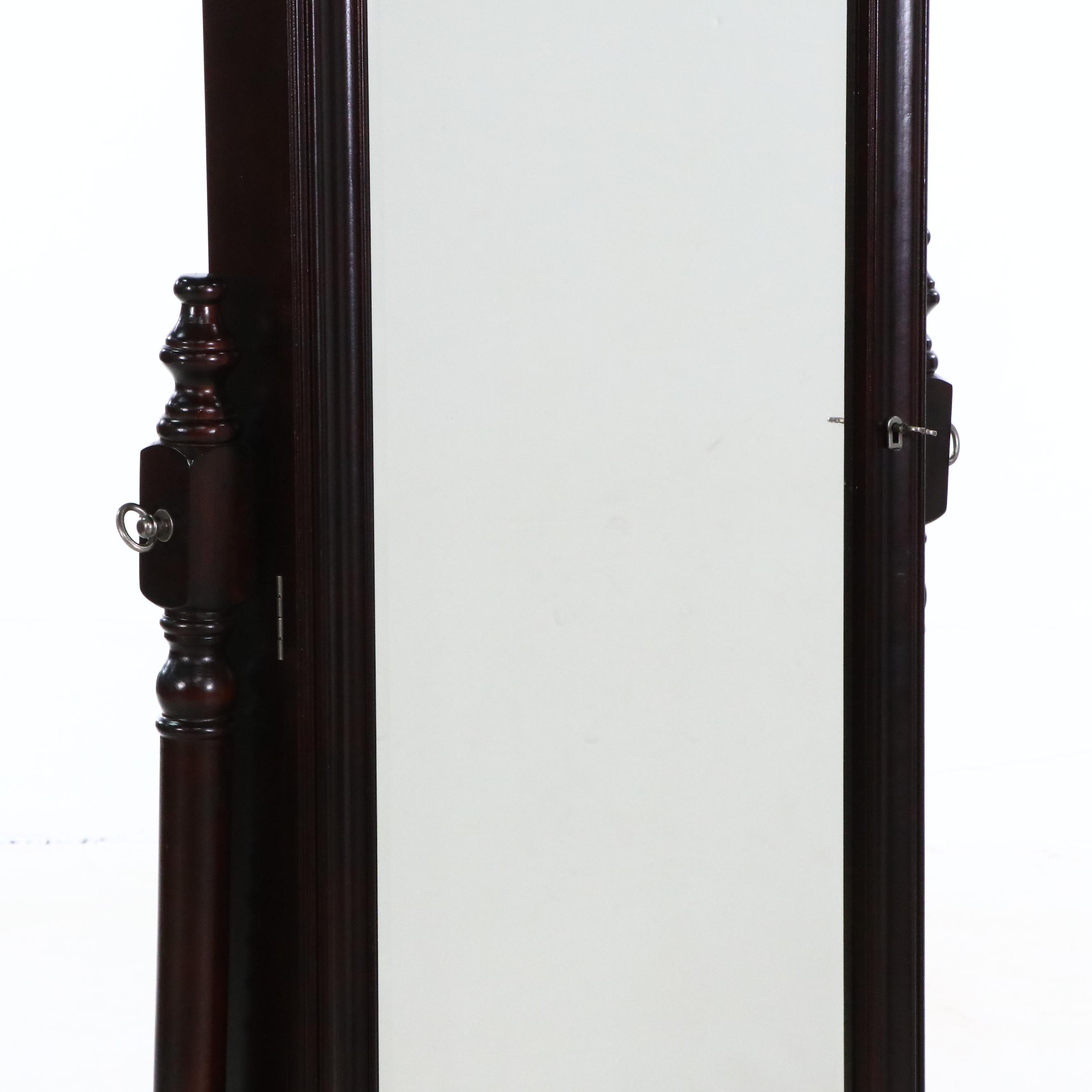 Contemporary Wood Cheval Mirror with Jewelry Storage