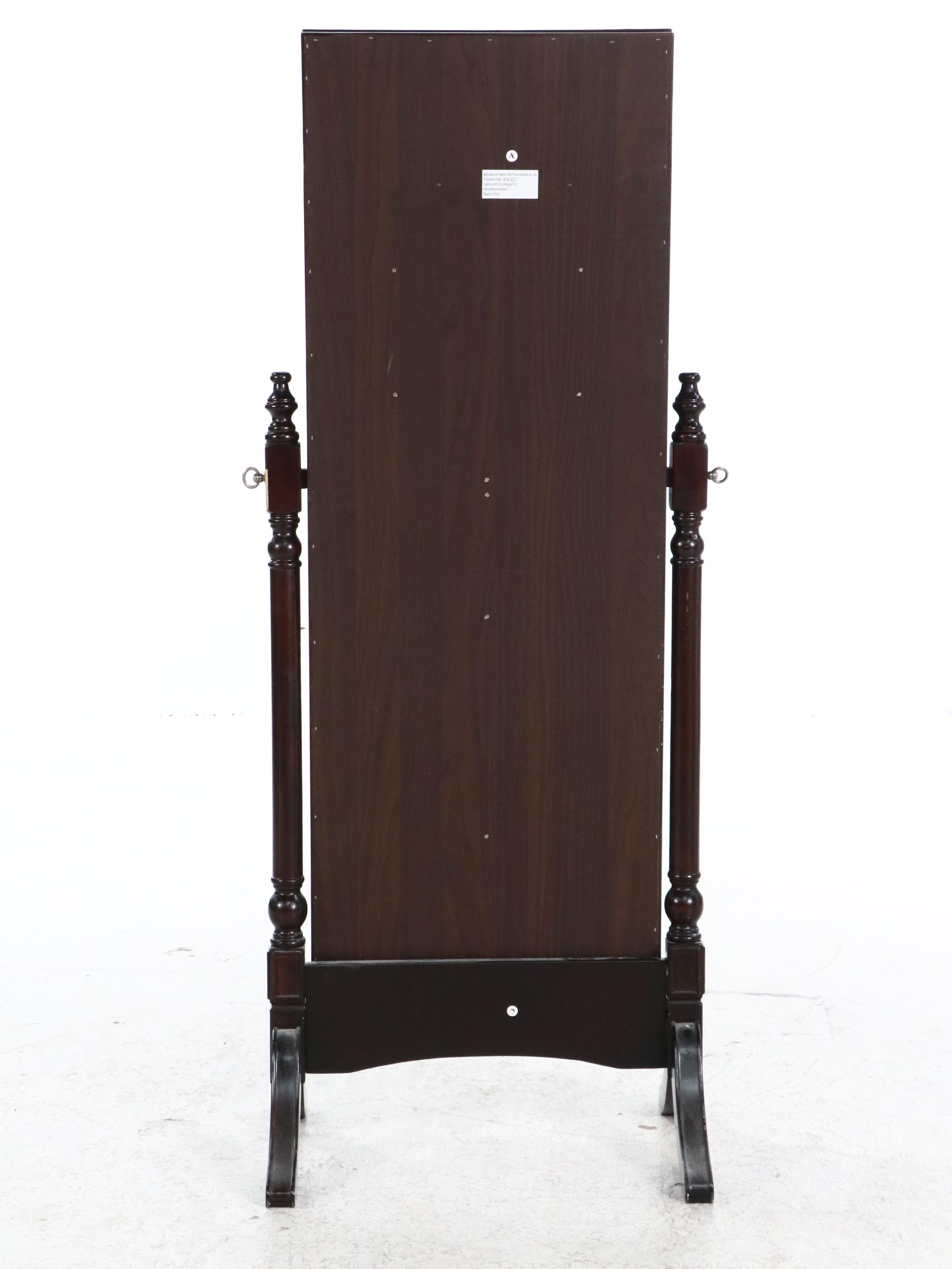 Contemporary Wood Cheval Mirror with Jewelry Storage