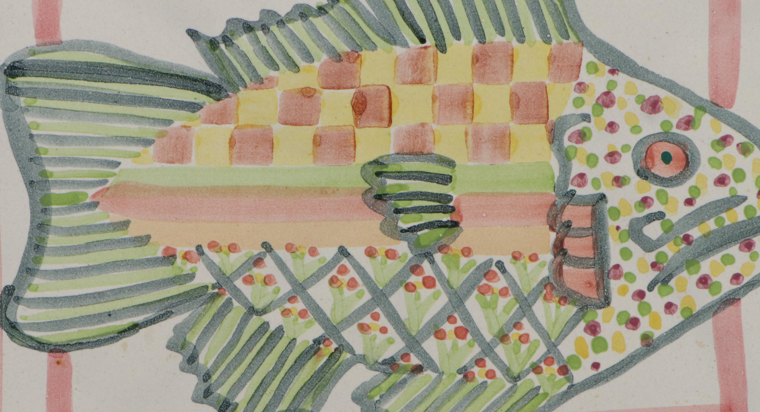 MacKenzie-Childs Ceramic "Monet" Wall and Ceramic Fish Tile