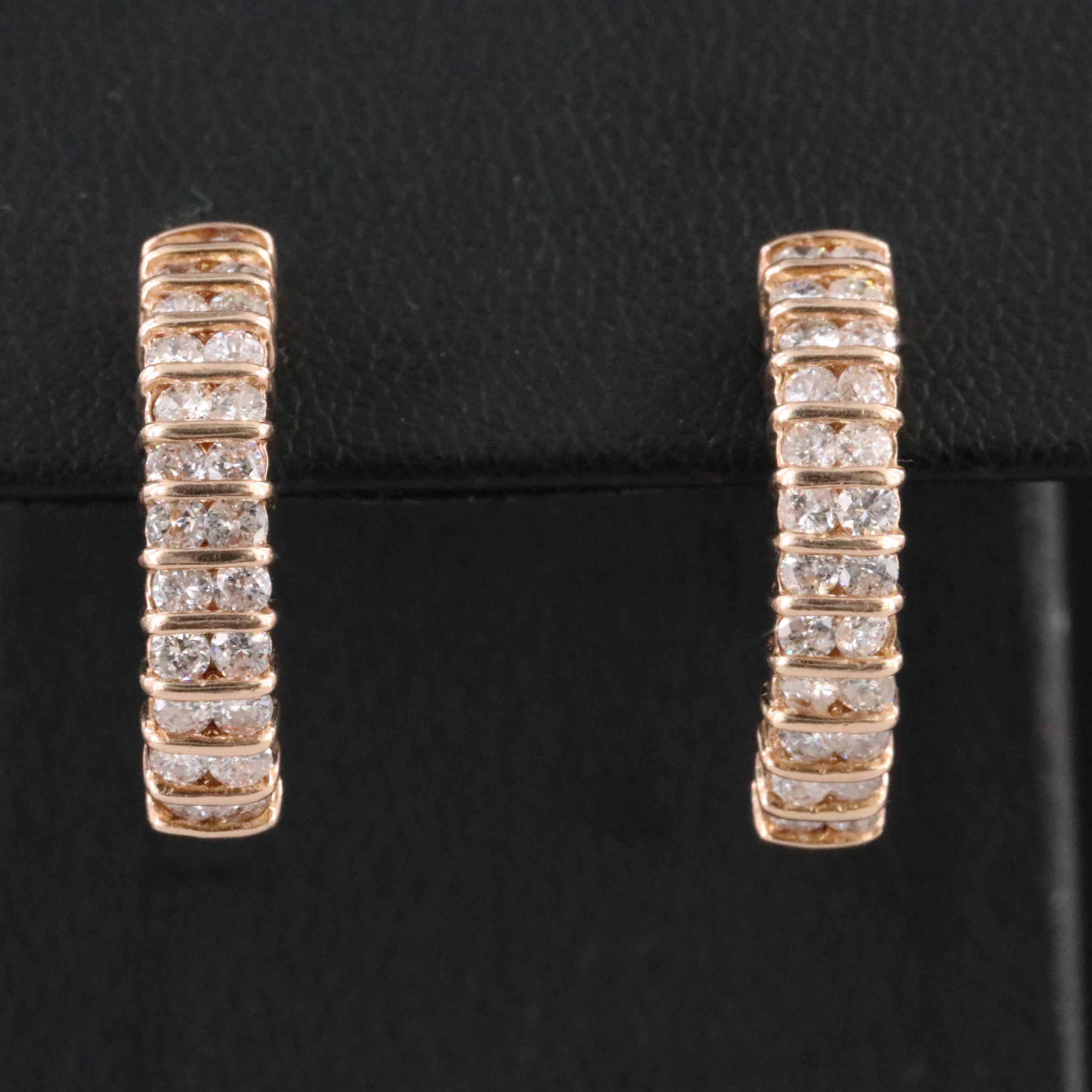 14K 1.00 CTW Diamond J-Hoop Earrings