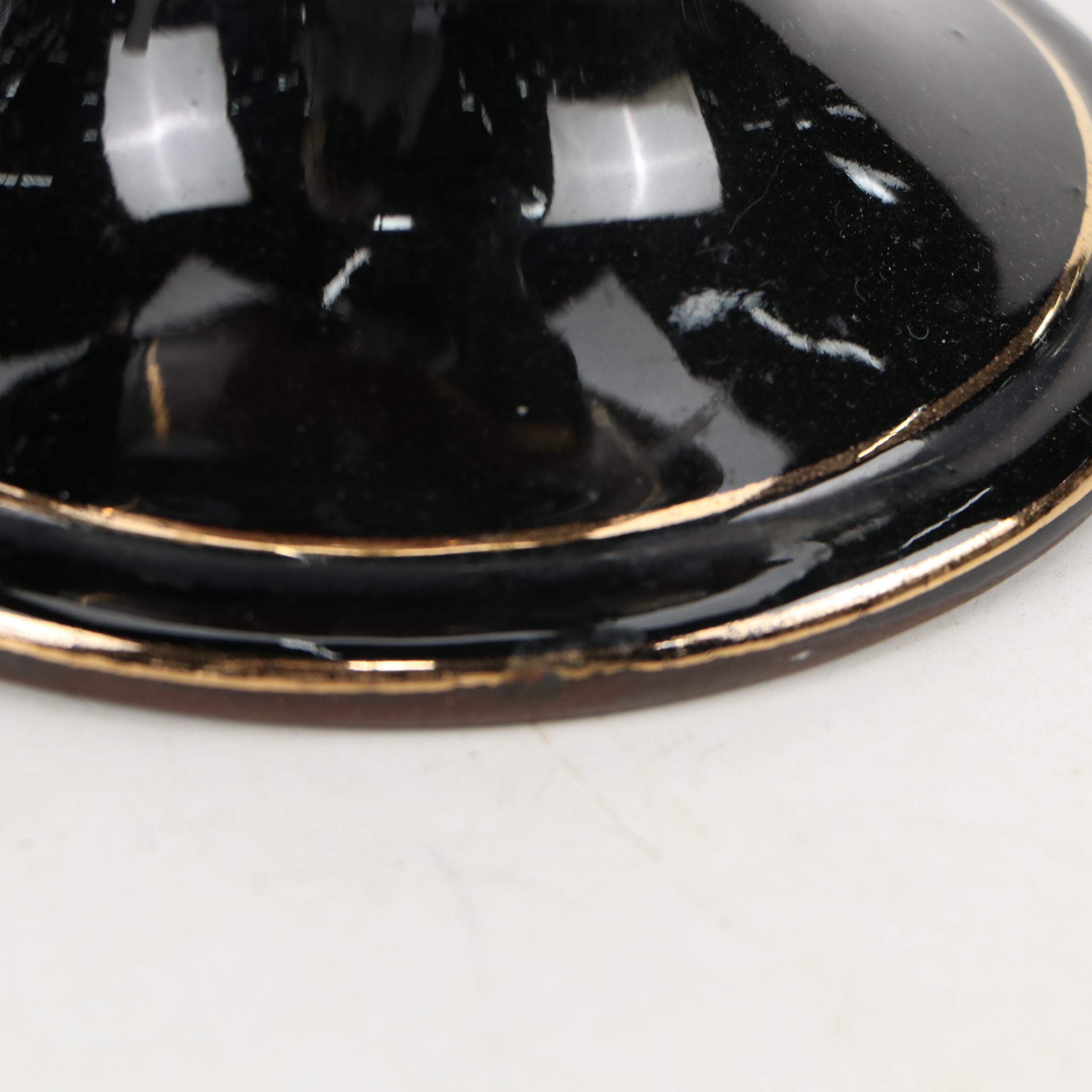 English Black Lusterware Ceramic Tea Urn, Late 19th/Early 20th Century