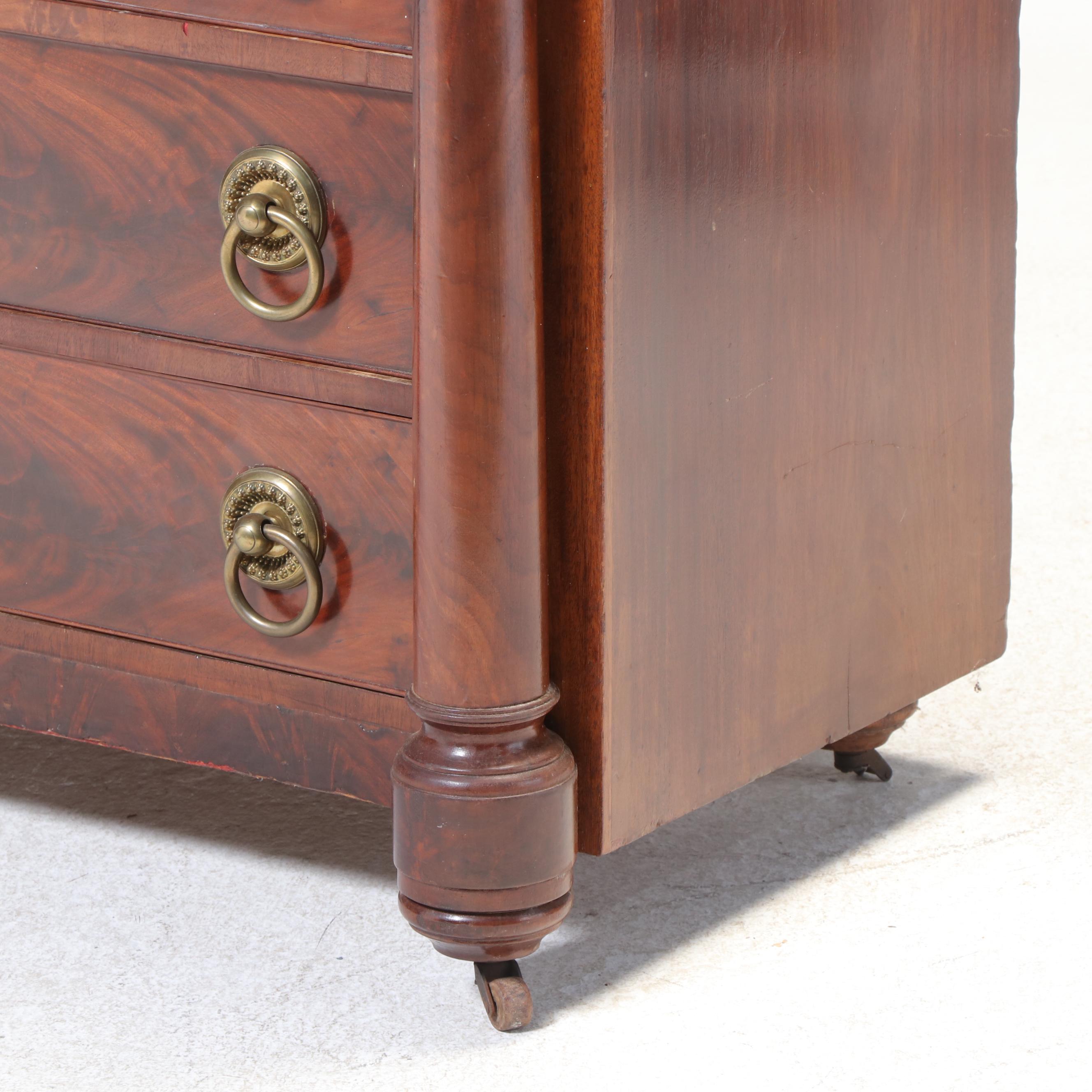 Empire Style Flame Mahogany Gentleman's Chest of Drawers, 20th Century