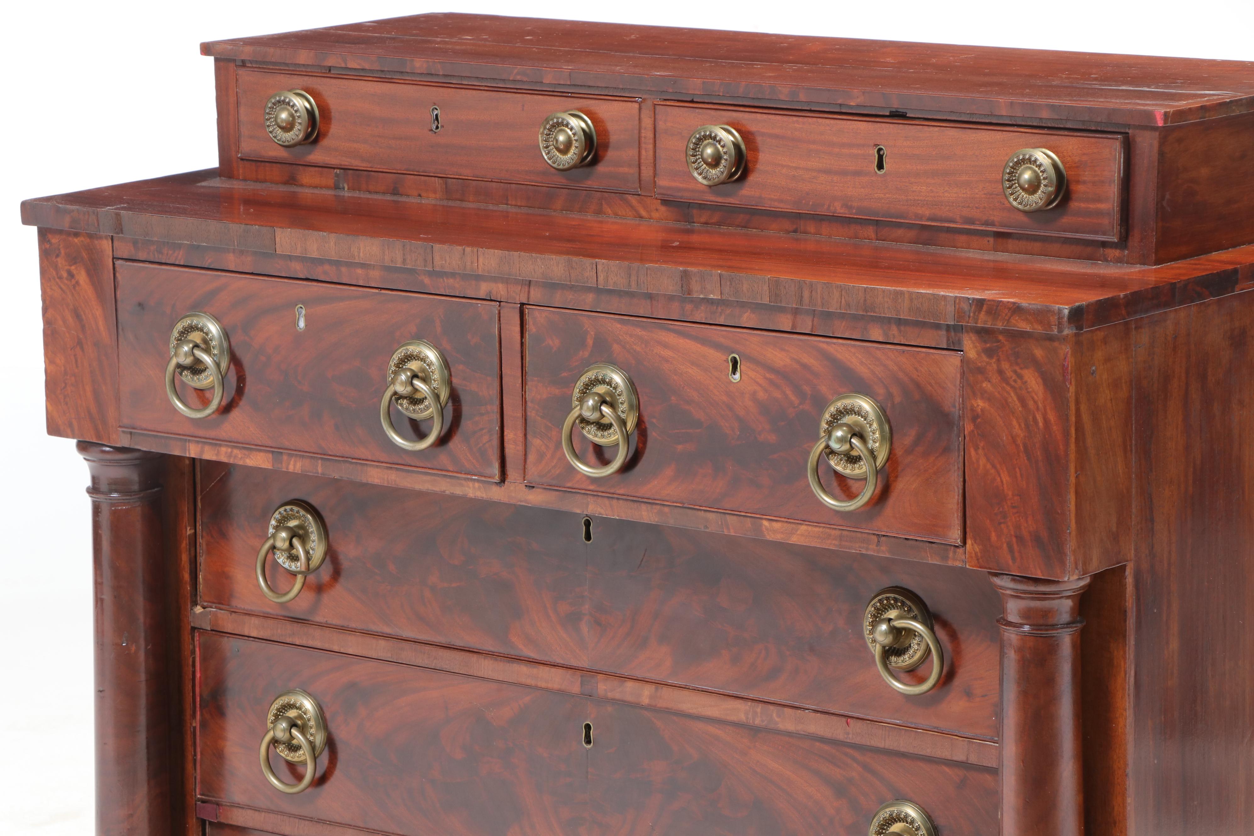 Empire Style Flame Mahogany Gentleman's Chest of Drawers, 20th Century