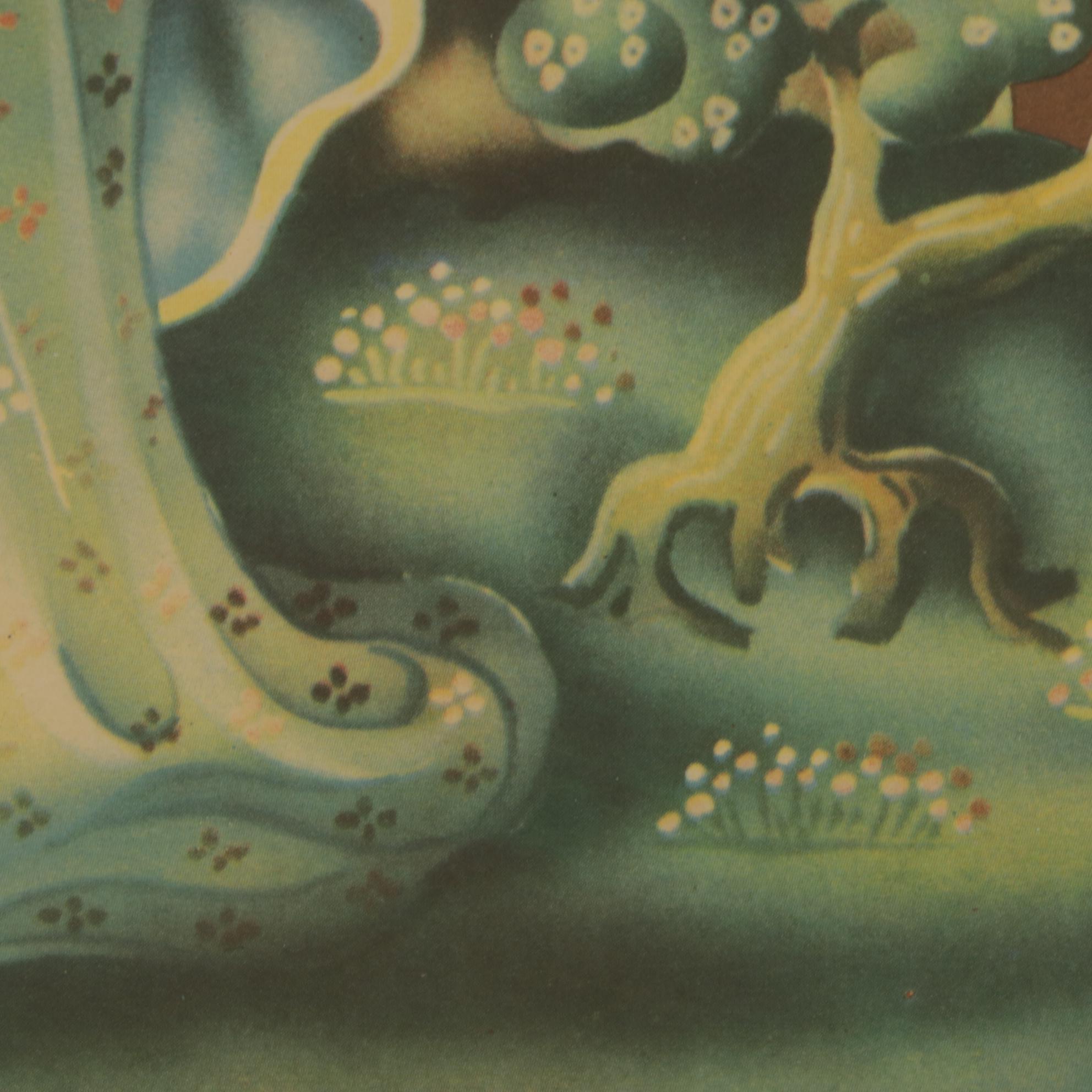 Donald Art Co. Lithographic Images of Asian Pair In Bamboo-Look Gilded Frames