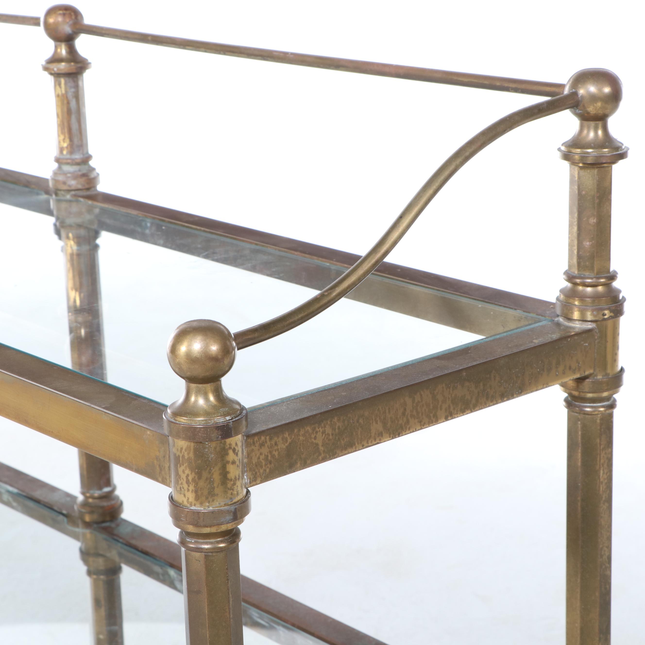 Regency Style Metal and Glass Three Shelf Étagère, Mid to Late 20th Century