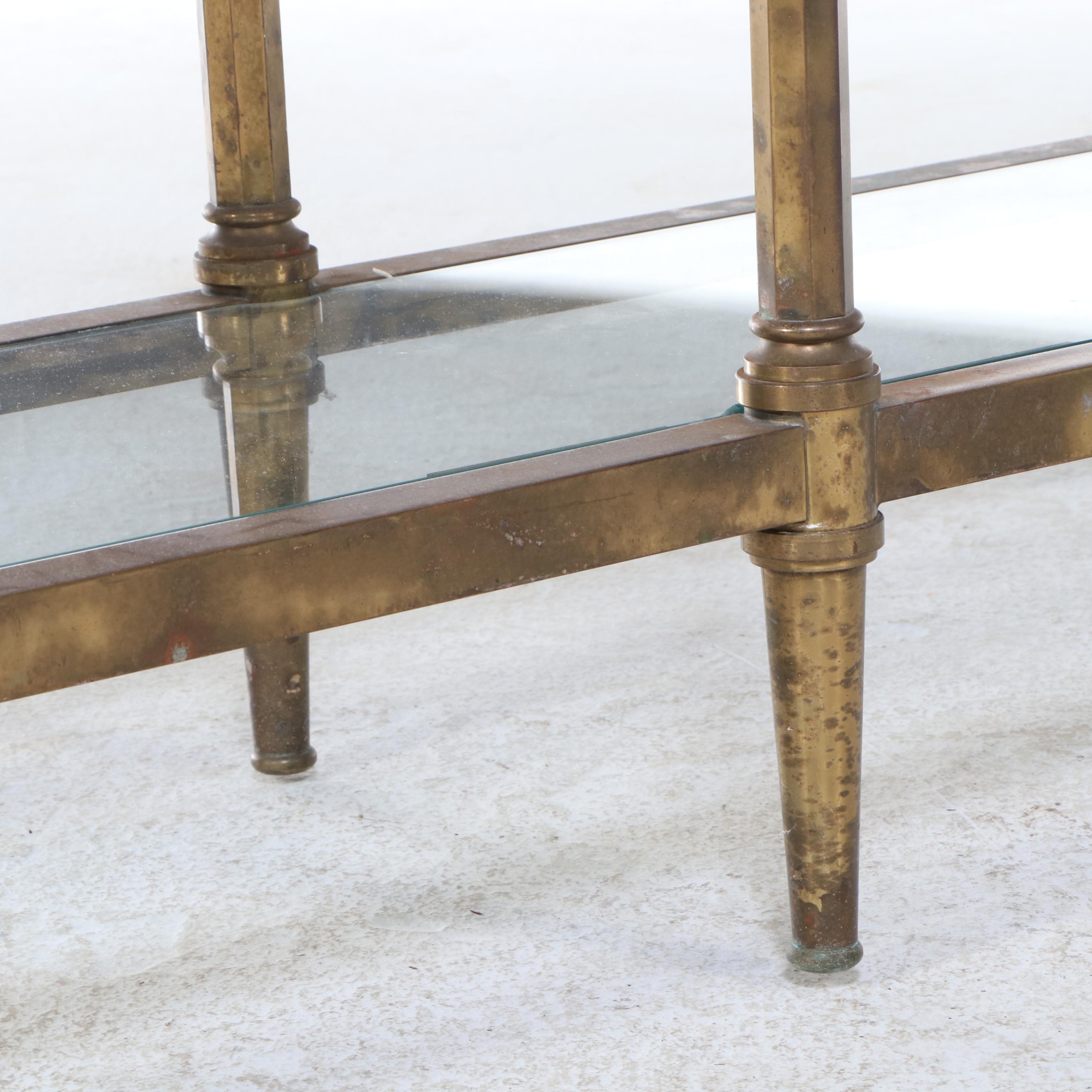 Regency Style Metal and Glass Three Shelf Étagère, Mid to Late 20th Century