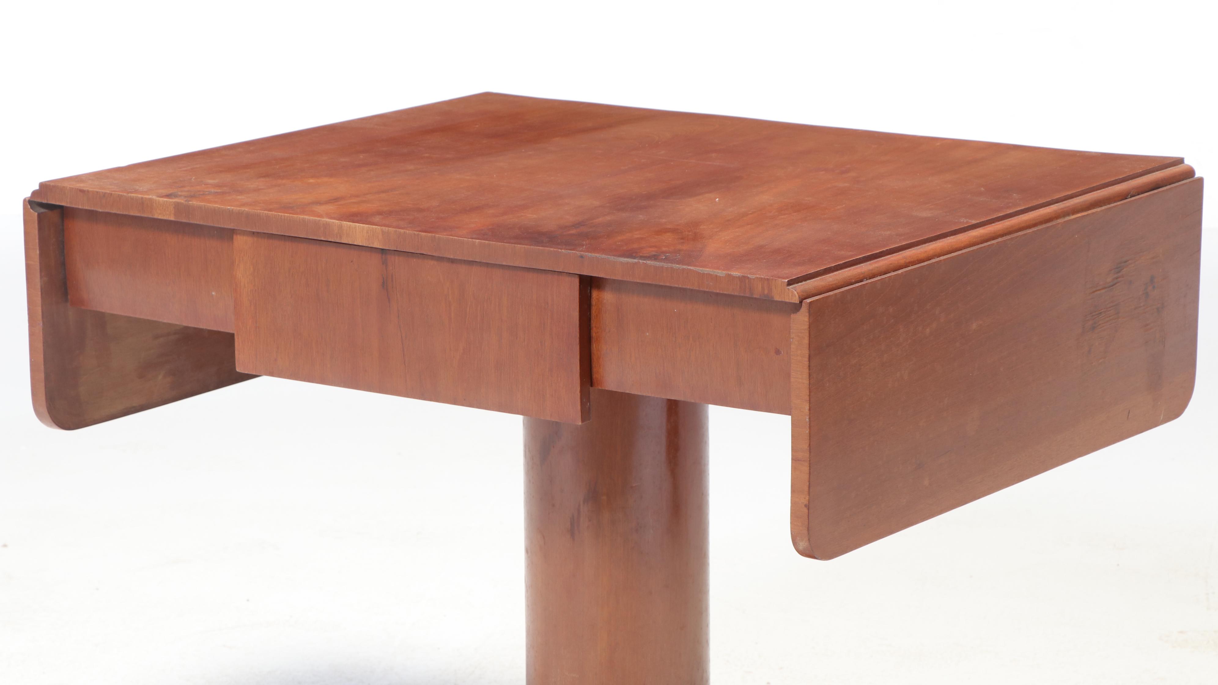 Empire Style Mahogany Drop-Leaf Pedestal Table with Giltwood Claw Feet