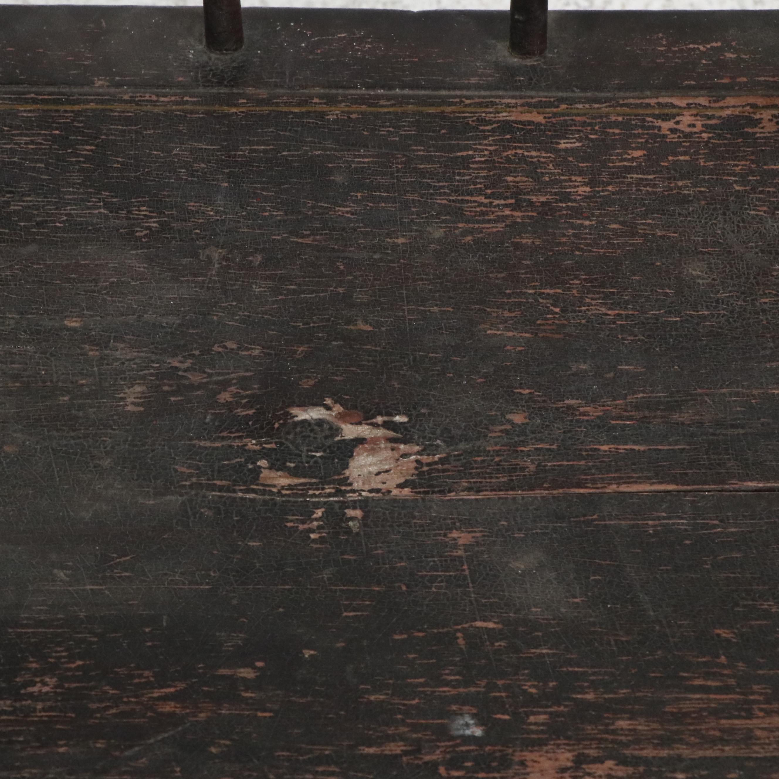 Stencil-Decorated and Painted Wood Deacon's Bench