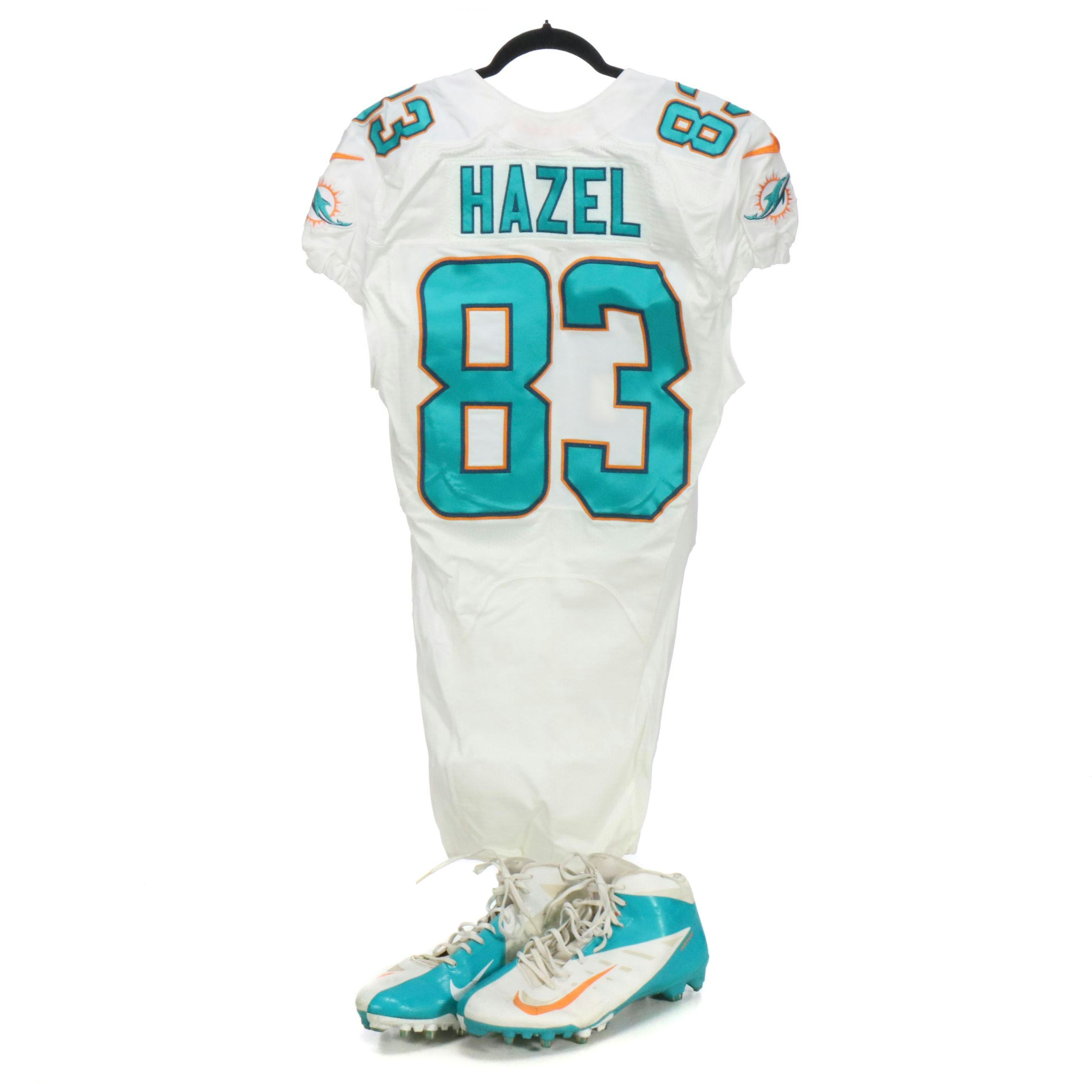 Matt Hazel Player Issued Miami Dolphins Nike Football Jersey and Cleats