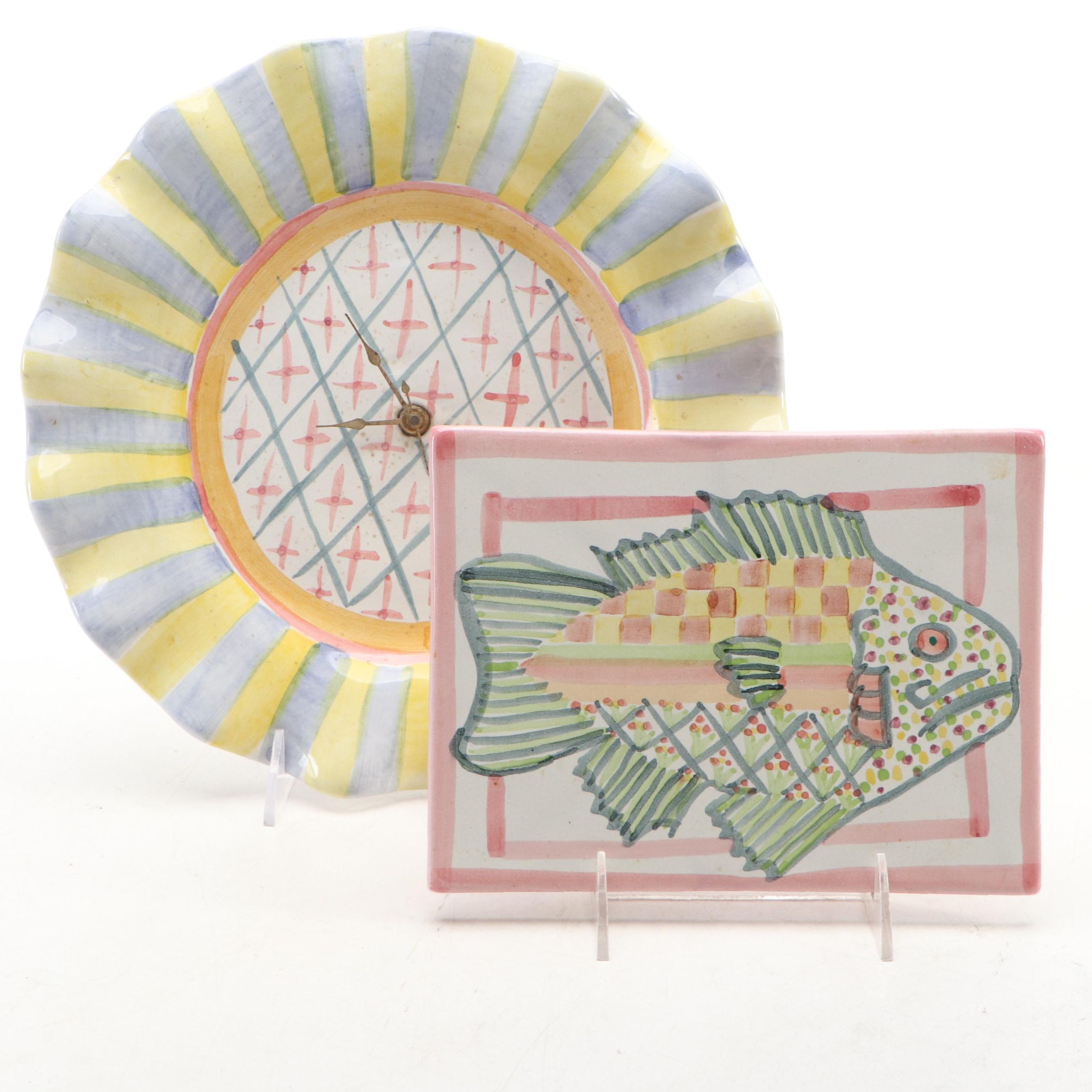 MacKenzie-Childs Ceramic "Monet" Wall and Ceramic Fish Tile