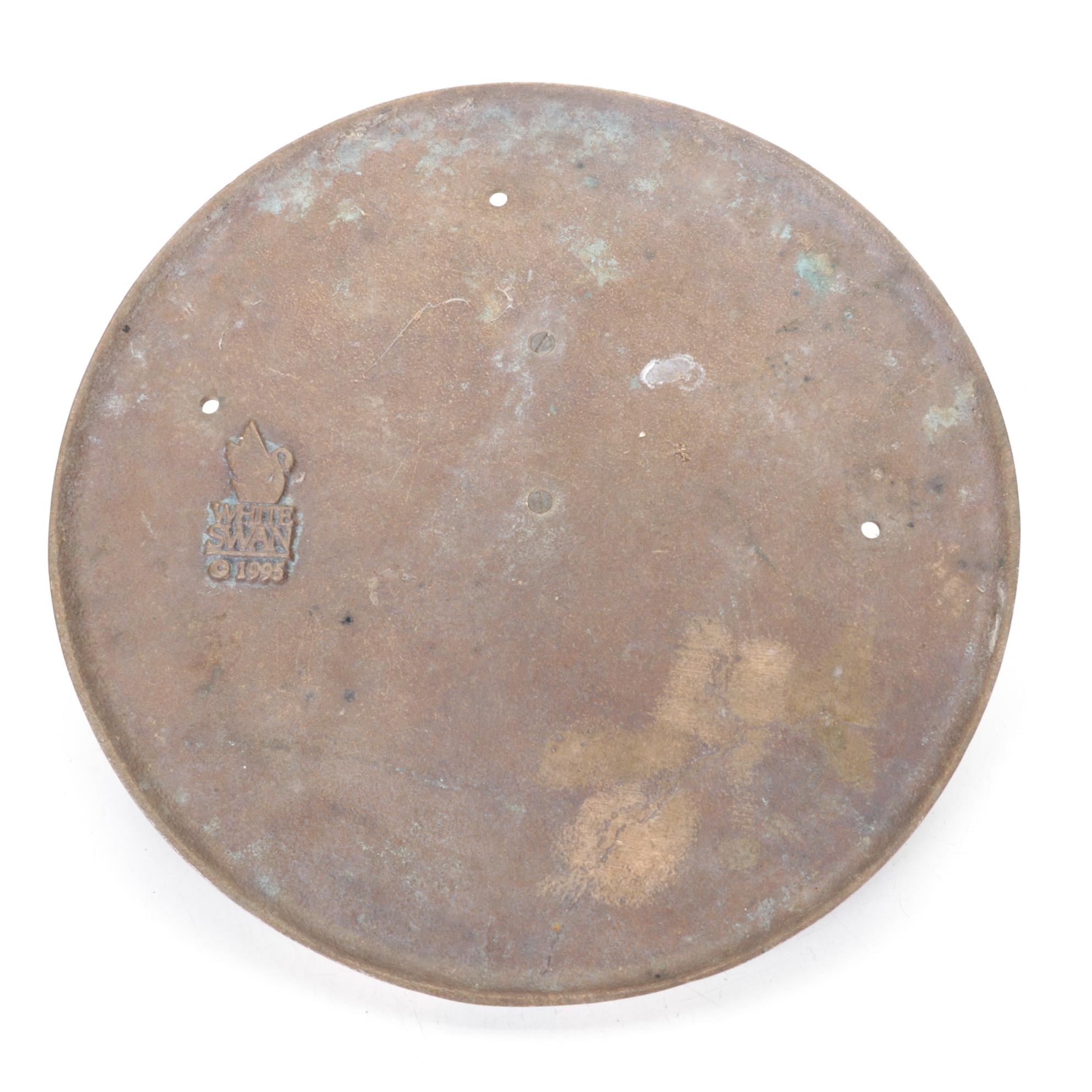 White Swan Brass Sundial Features Face of the Sun In Clouds, 1995