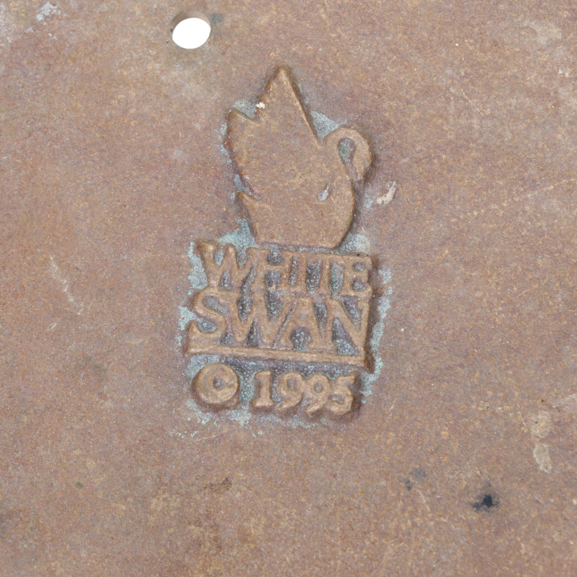 White Swan Brass Sundial Features Face of the Sun In Clouds, 1995