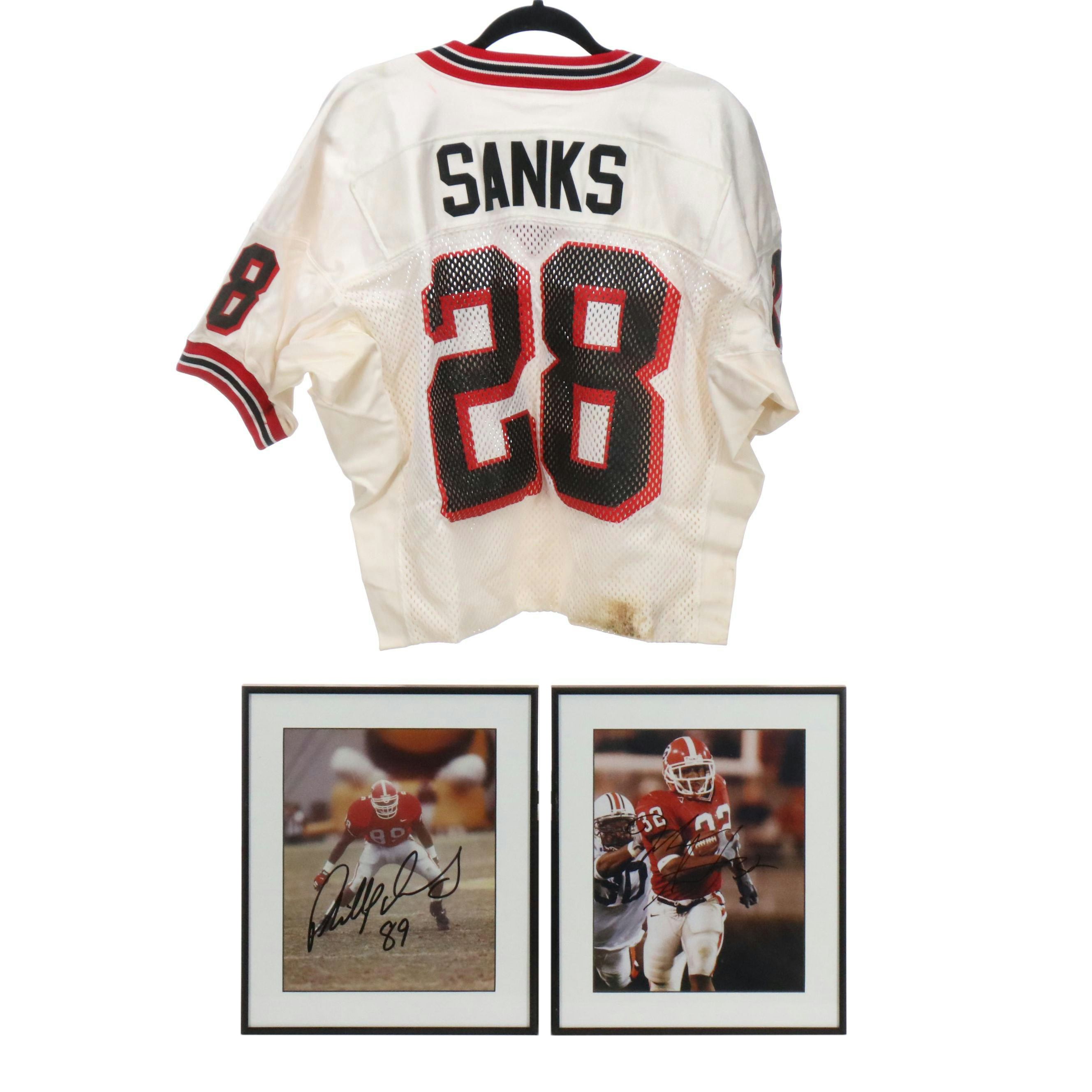 Jasper Sanks Game Used Georgia Bulldogs Football Jersey with More
