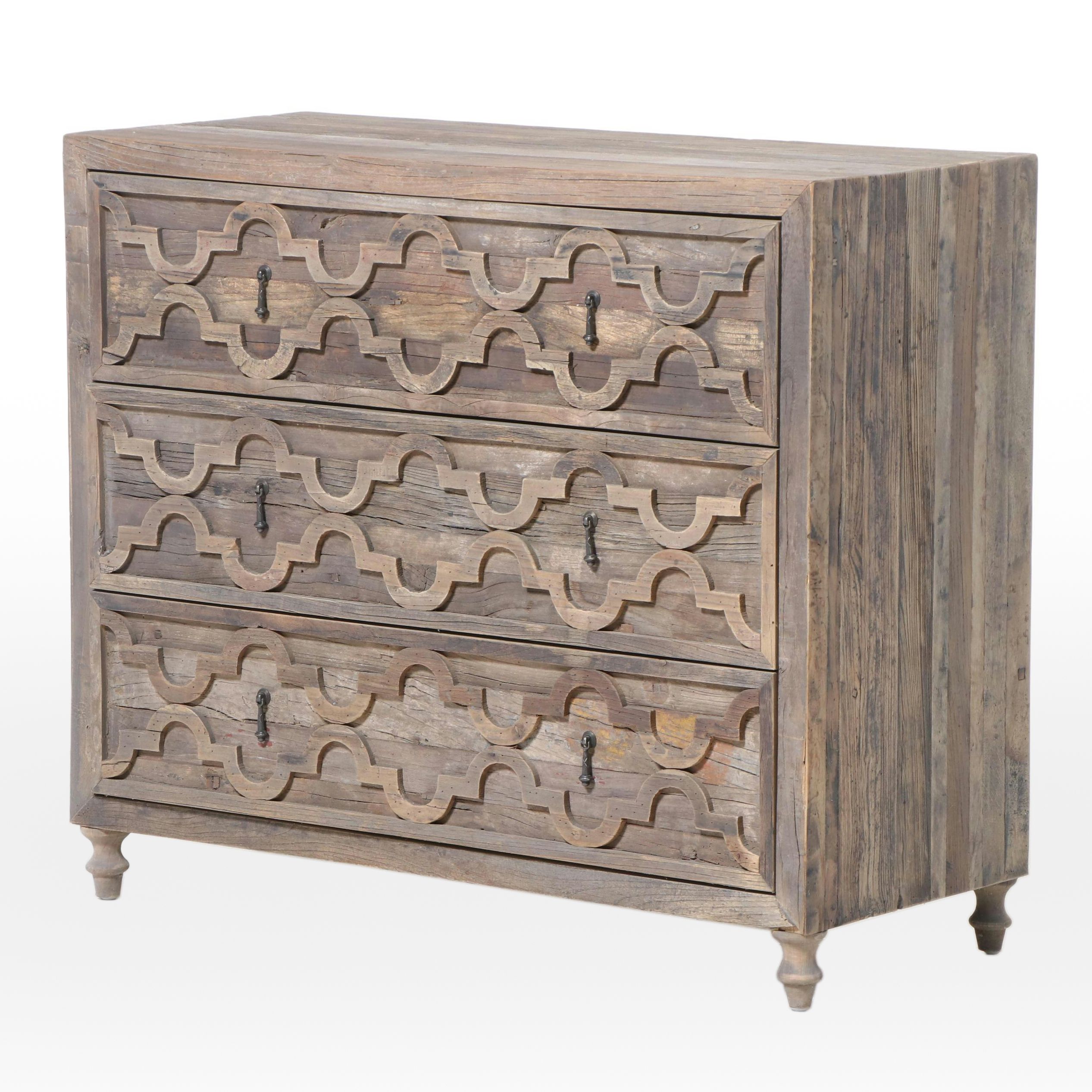 Rustic Reclaimed Pine Three-Drawer Chest