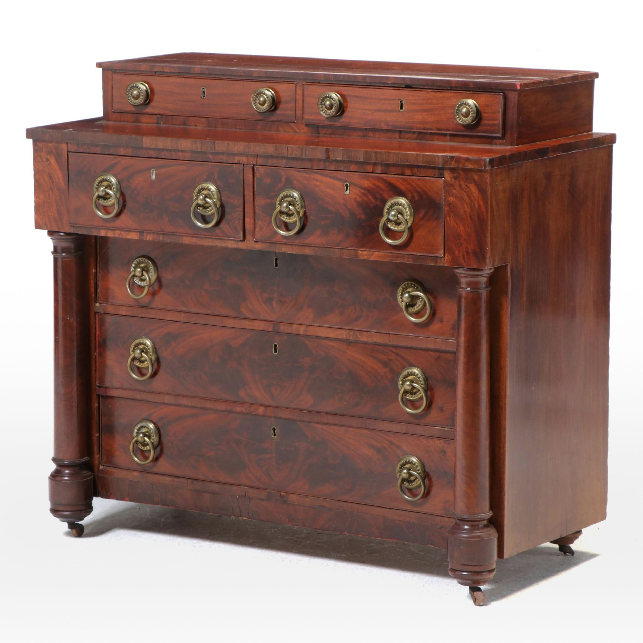 Empire Style Flame Mahogany Gentleman's Chest of Drawers, 20th Century